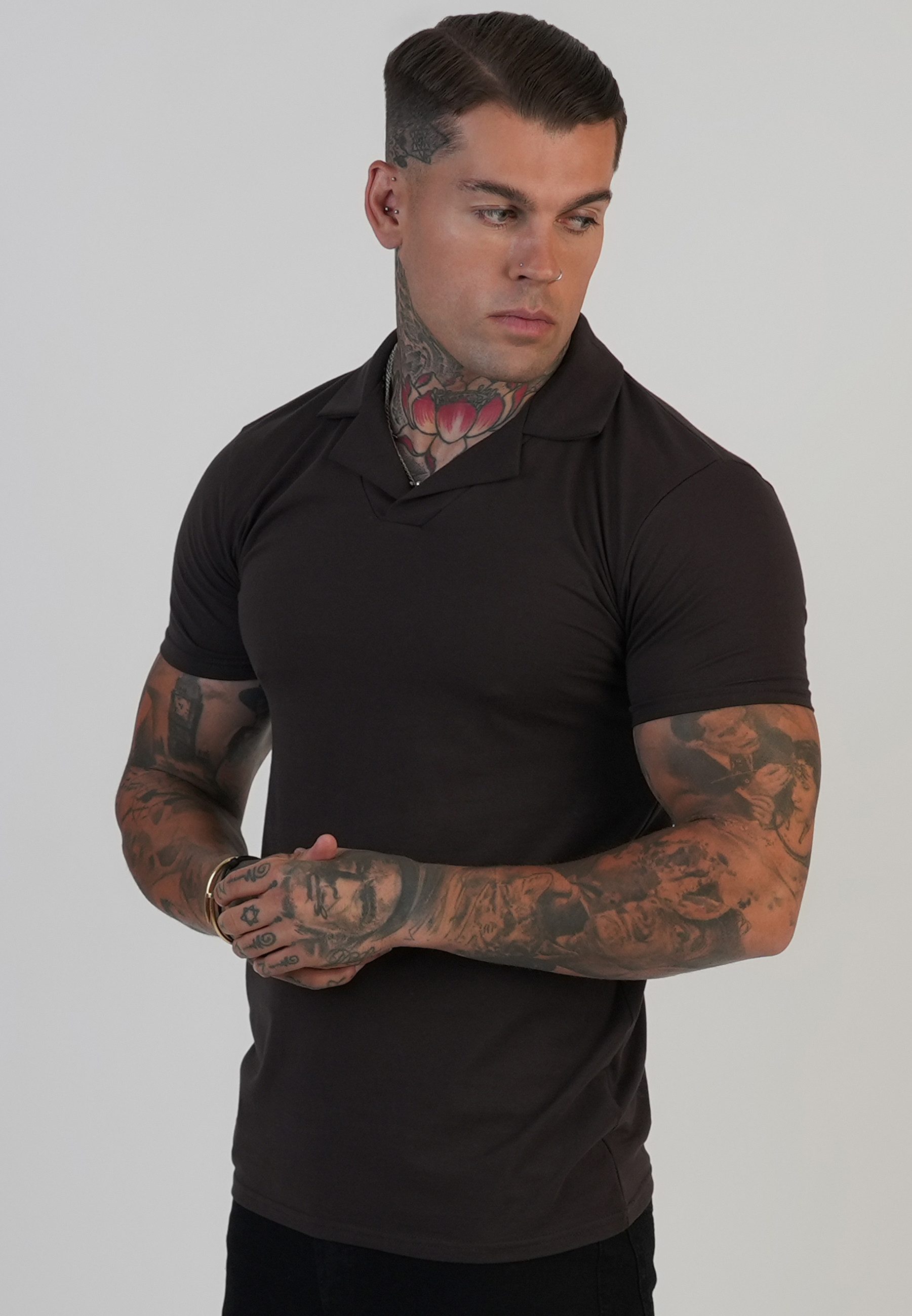 T-Shirt SikSilk Herren Revere Polo T-Shirt