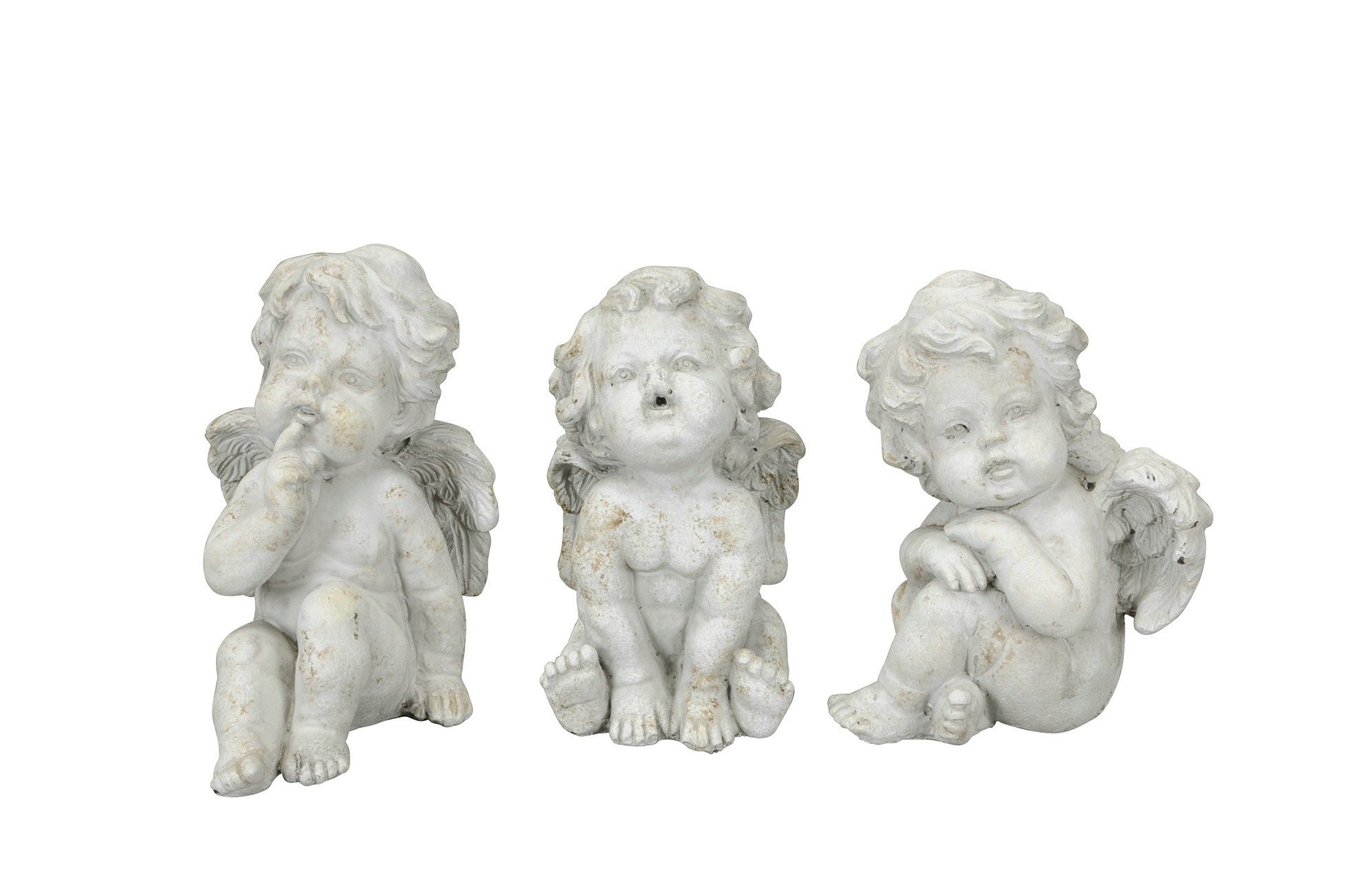 finehomegarden Engelfigur Engel Dekofigur 3-fach sortiert aus Zement Creme 11x10cm H15 cm (Set, 3 St., 3er Set), Weihnachtsdekoration Figur Skulptur