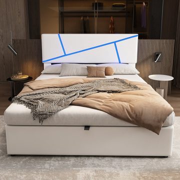 DOTMALL Bett Bequemes Polsterbett mit LED-Lichtleisten,160*200 cm