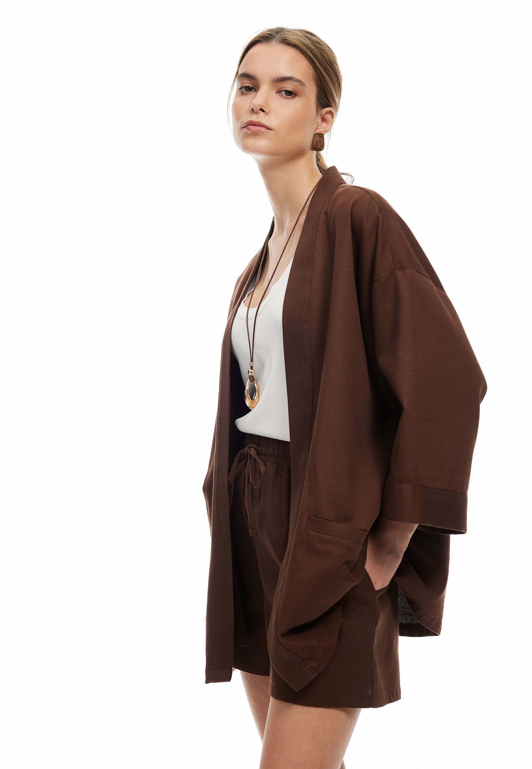 Koton Kimono V-Kragen Mit Taschendetail Kimono