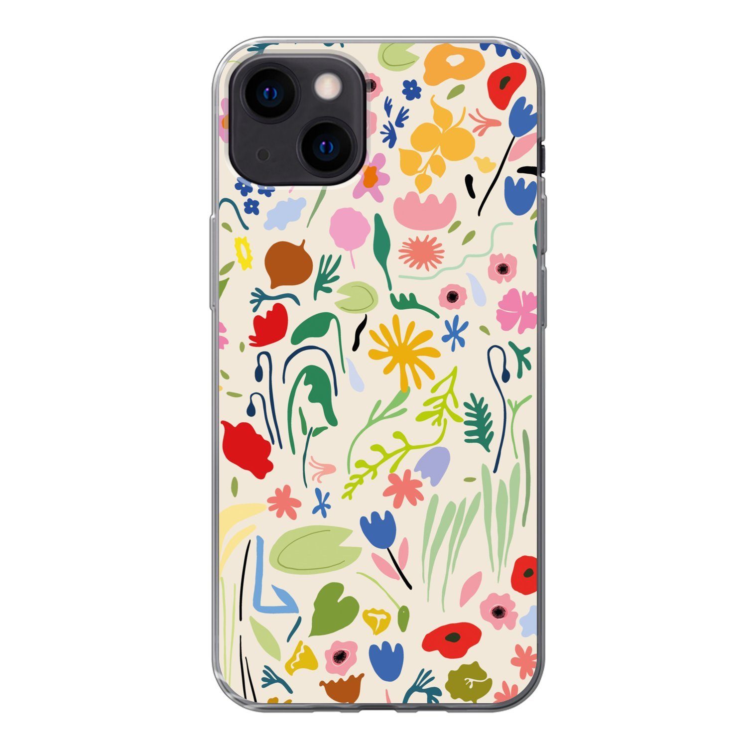 MuchoWow Handyhülle für Apple iPhone 13 Blumen - Muster - Pflanzen, Smartphone-Bumper, Print, Handy Schutzhülle Dünn