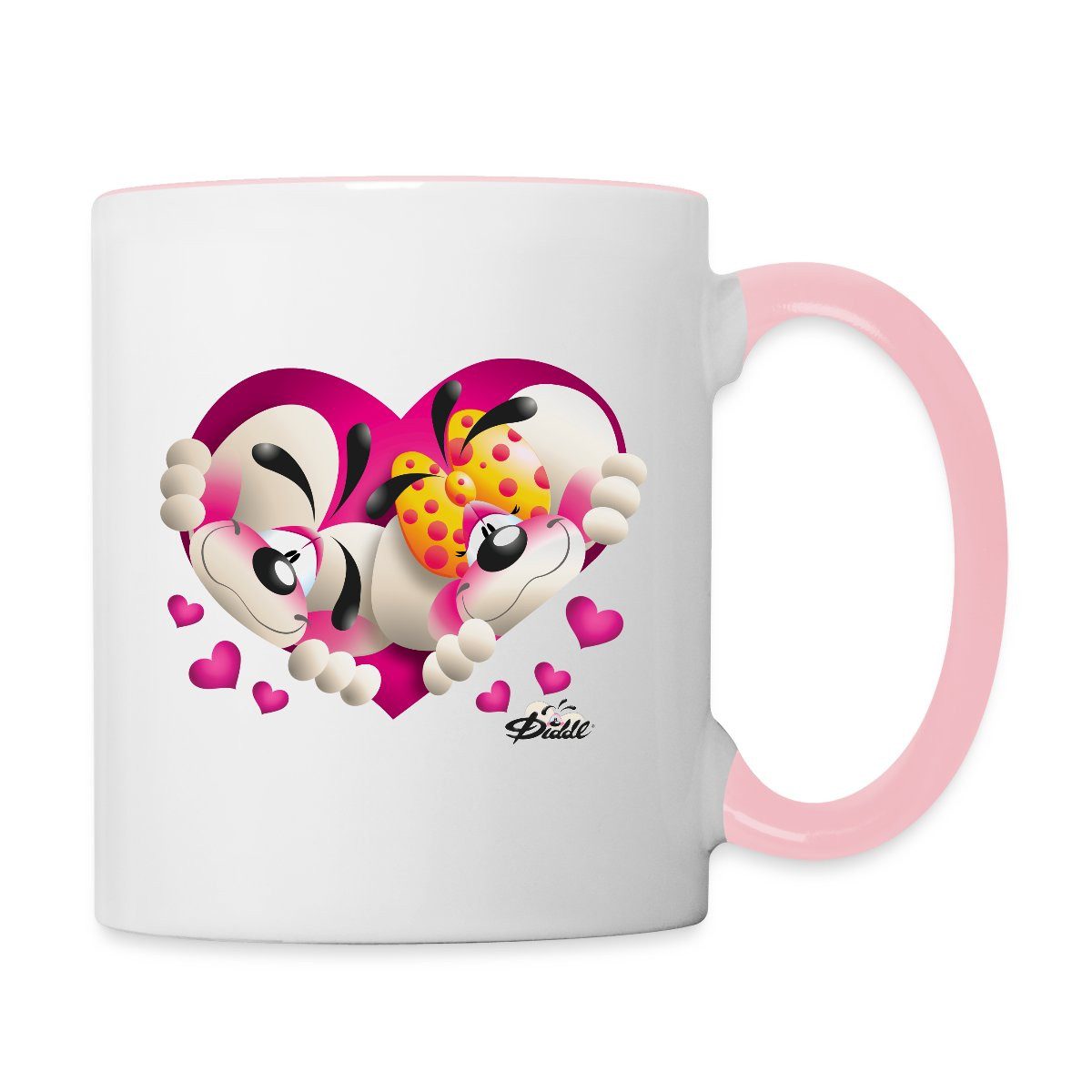 Spreadshirt Tasse Diddl Und Diddlina Verliebt Tasse Zweifarbig, Keramik