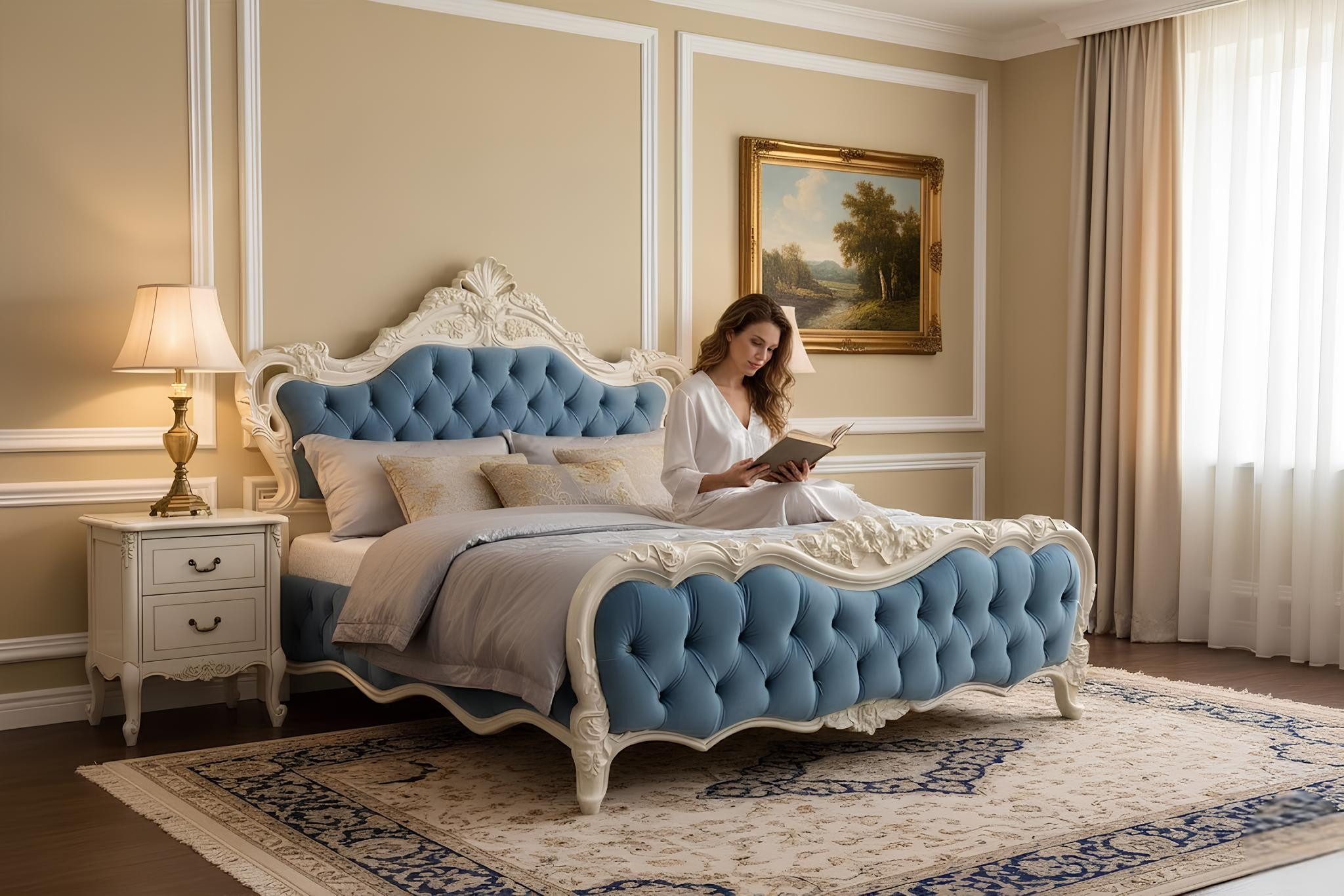 JVmoebel Bett Stilvolles Bett aus Qualitäts-Holz mit markantem Sofort (Bett), Made in Europa