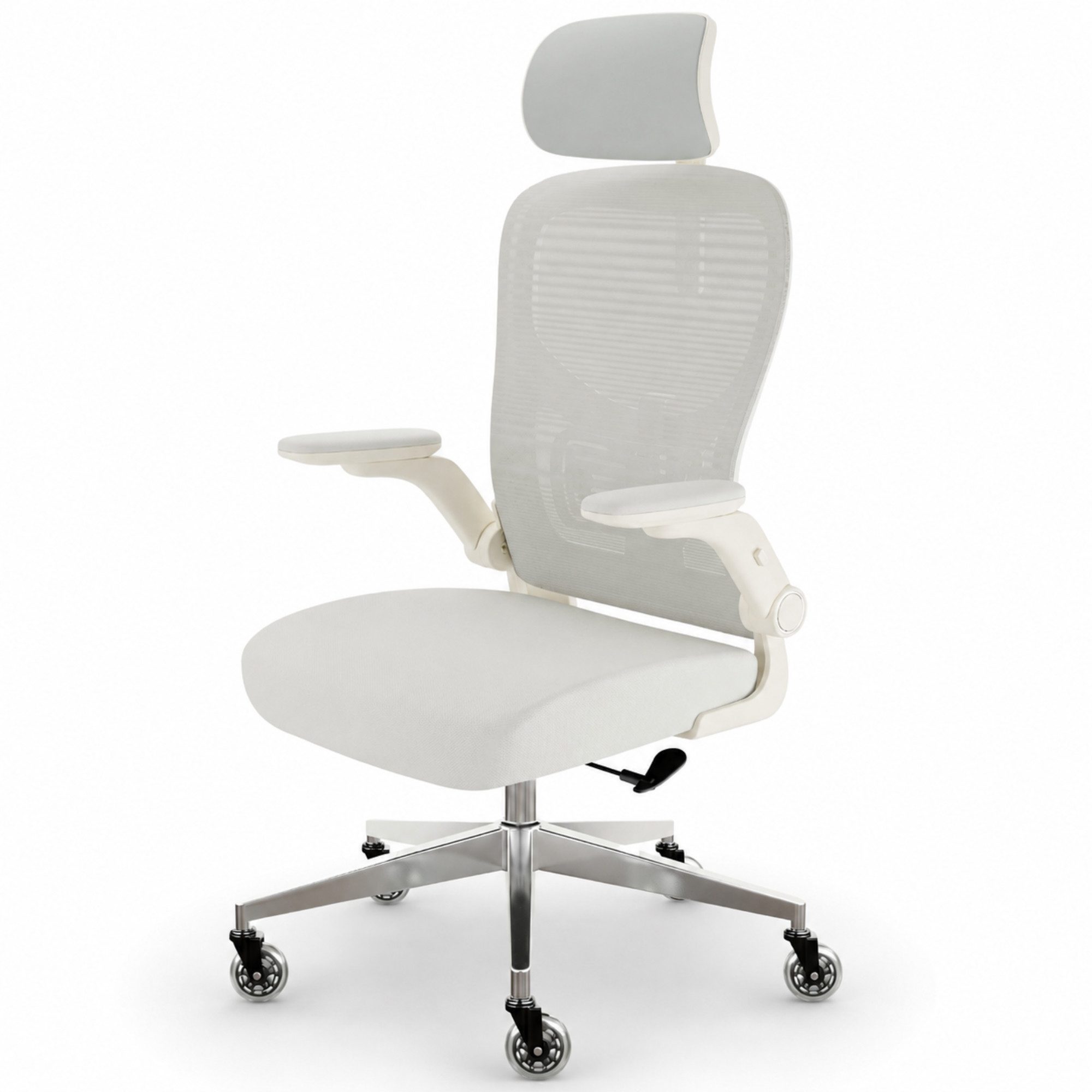 CLOUVOU Bürostuhl Ergonomisch, Schreibtischstuhl bis 150 kg - Testsieger (SmartSeat - Chefsessel für Arbeitszimmer, 3D-Kopfstütze & Flip-Up Armlehnen), Blade Wheels, Homeoffice, Gaming Stuhl, Drehstuhl