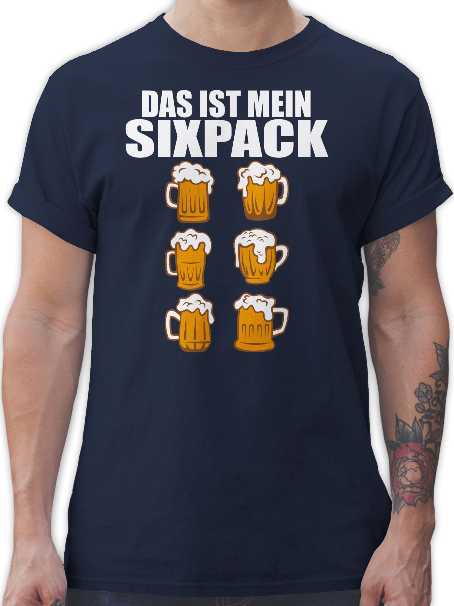 - mein ist - Das weiß Herren Oktoberfest Bier Shirtracer Blau Navy Mode T-Shirt Sixpack für 1