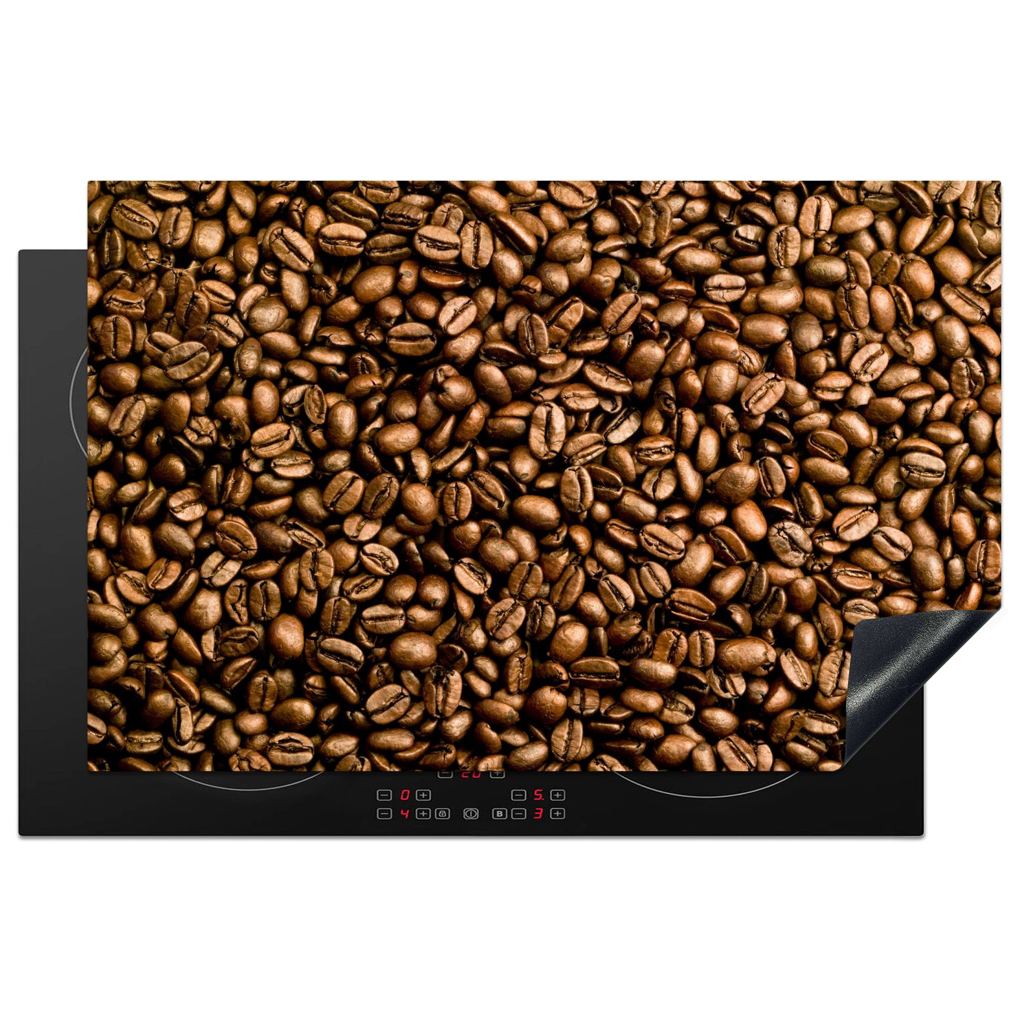 MuchoWow Herdblende-/Abdeckplatte Hellbraune Kaffeebohnen in einem Stapel, Vinyl, (1 tlg), 81x52 cm, Induktionskochfeld Schutz für die küche, Ceranfeldabdeckung