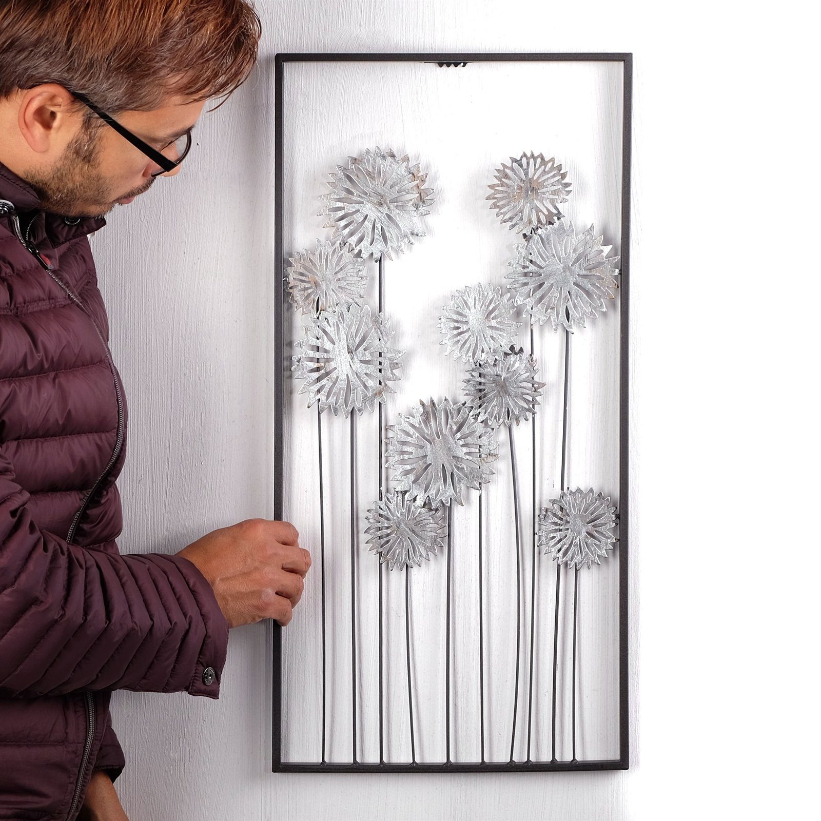 DESIGN DELIGHTS Wanddekoobjekt WAND DEKO 62 cm, Blumen Metall, FLOWERS", "PURE Wanddekoration