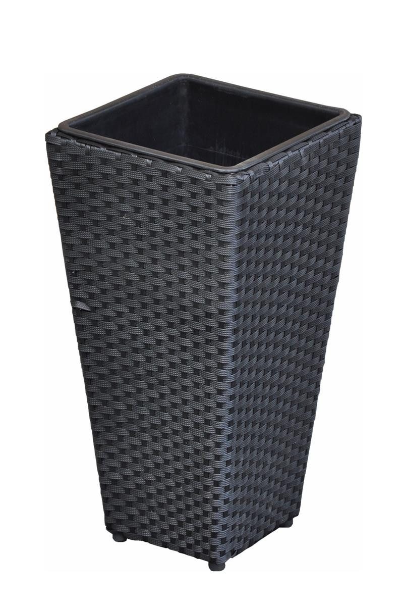 dazikemo Blumenkasten Pflanzkübel Sanssouci Poly Rattan 60 cm schwarz