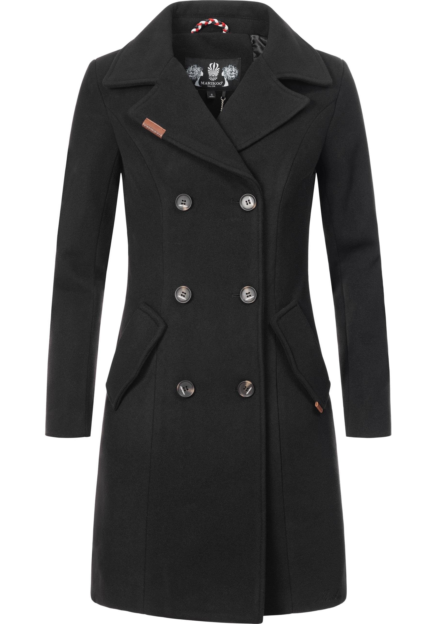 Marikoo Wintermantel Nanakoo edler Damen Trenchcoat in Wollmantel-Optik