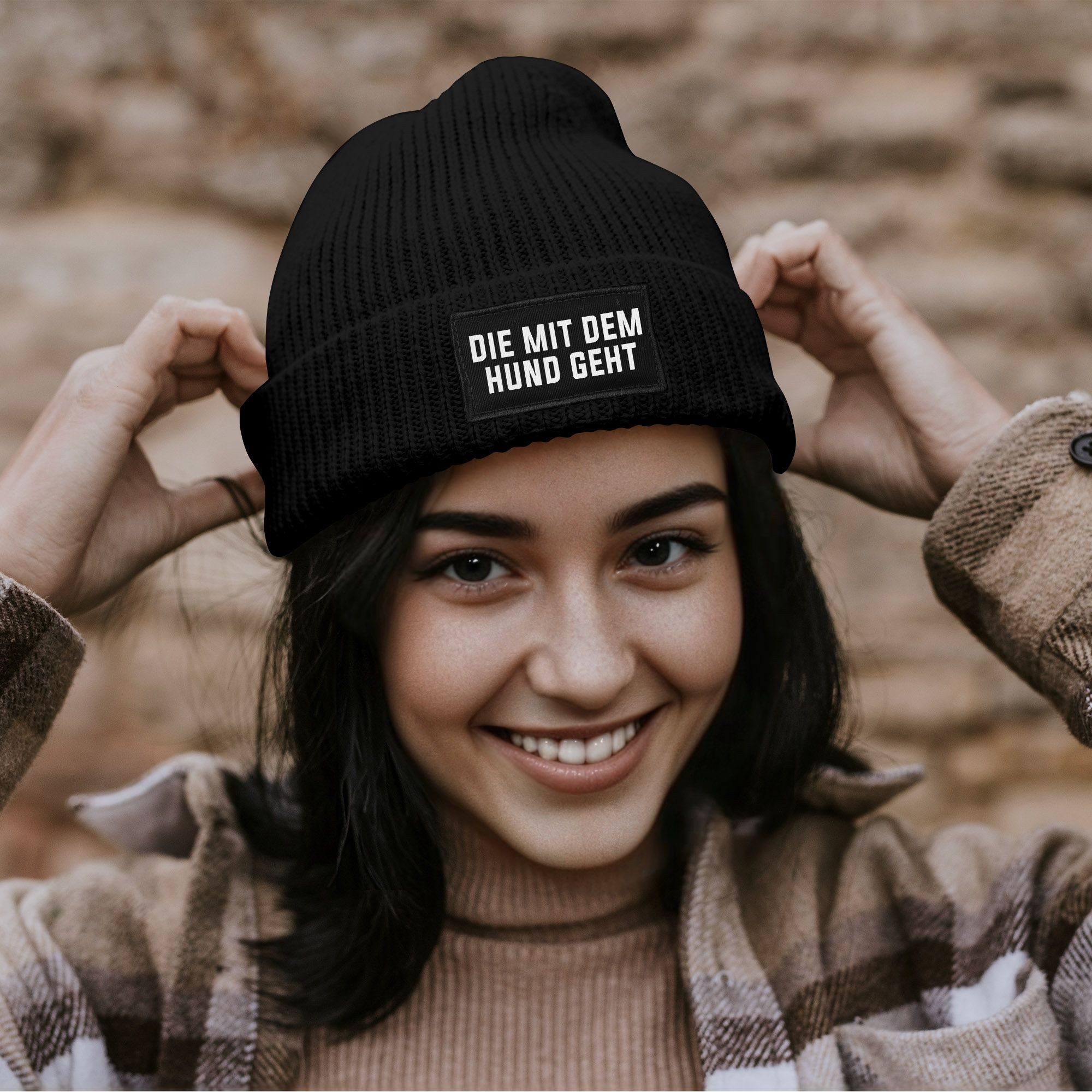 MoonWorks Strickmütze Damen Beanie mit Patch Strickmütze mit Spruch Die mit günstig online kaufen
