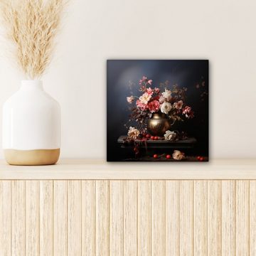 OneMillionCanvasses® Leinwandbild Stilleben - Blumen - Rosen - Blumenstrauß - Vase, (1 St), Leinwand Bilder für Wohnzimmer Schlafzimmer, 20x20 cm