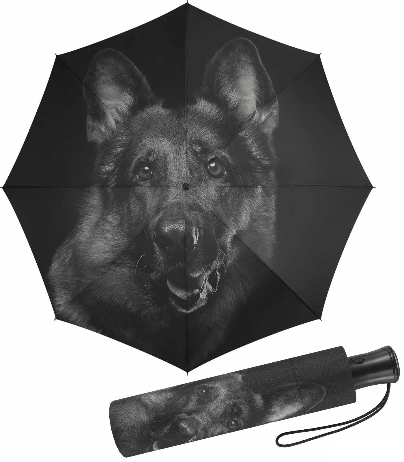 HAPPY RAIN Langregenschirm schöner Damen-Regenschirm mit Auf-Automatik, mit dem der beste Freund des Menschen