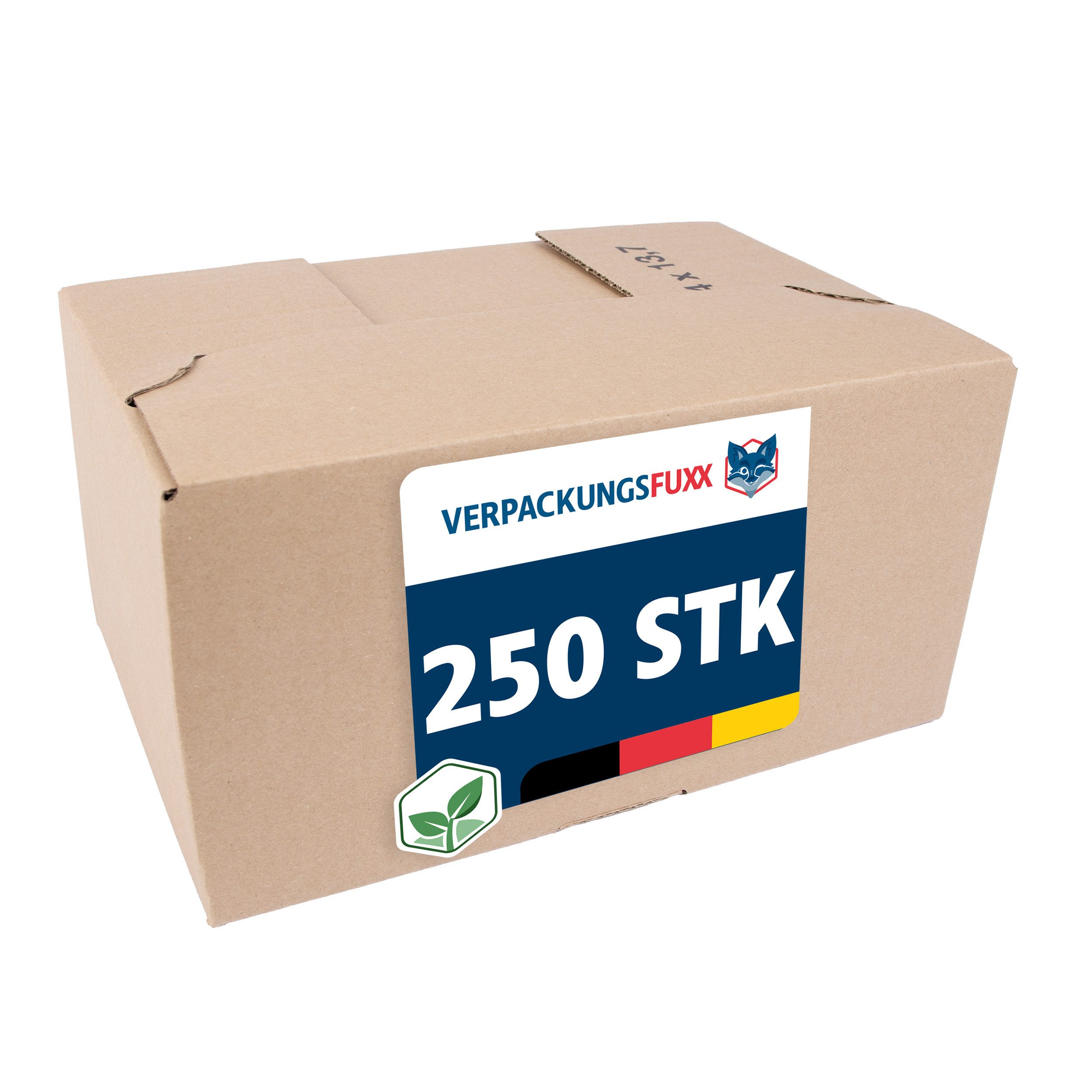 VERPACKUNGSFUXX Versandkarton Karton mit Automatikboden 285 x 185 x 145 mm, 250 Stk., Steckverschluss, 1-wellig