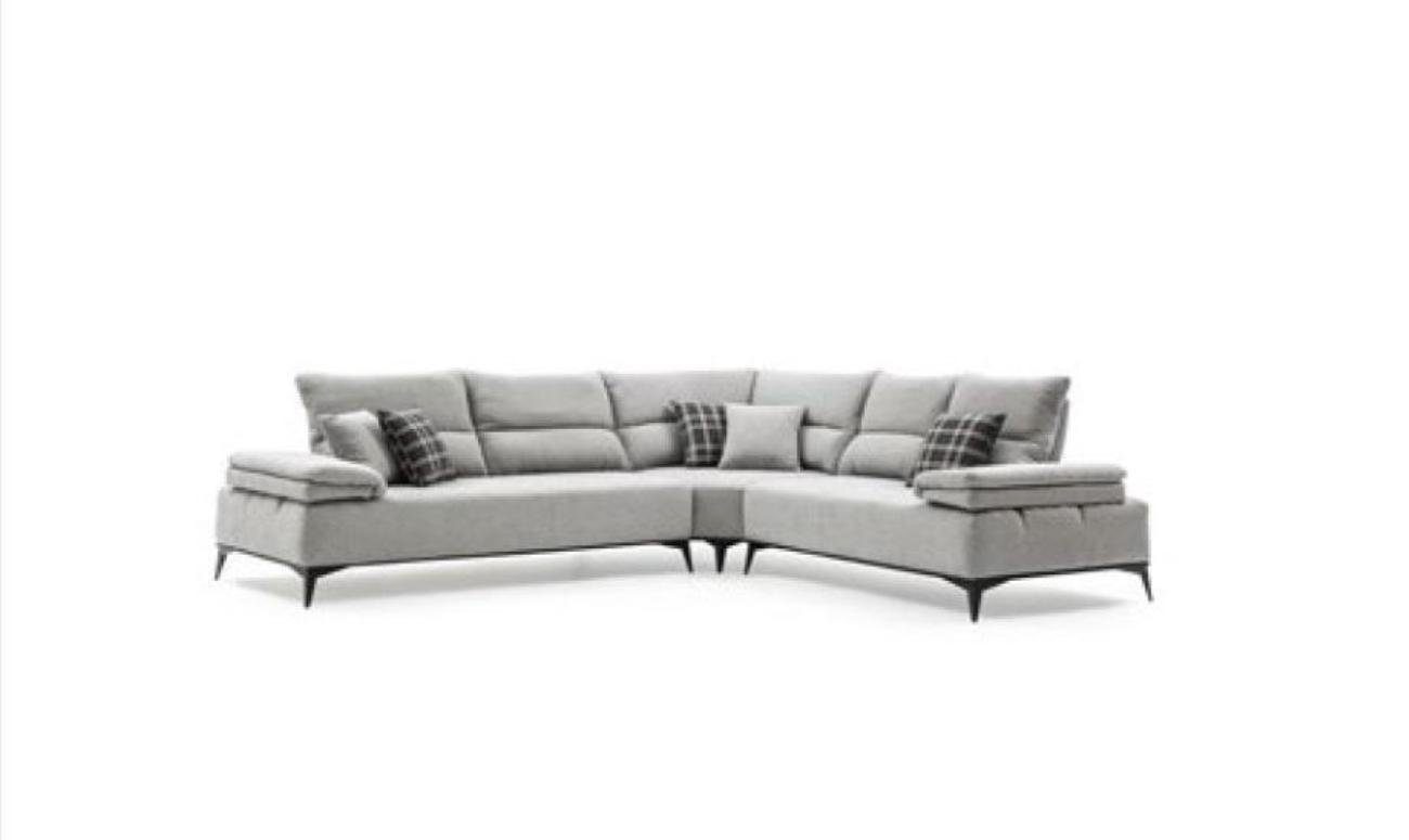 JVmoebel Ecksofa Ecksofa Sofa Garnitur Textil L Design Polster Couchen Eck Form Grau