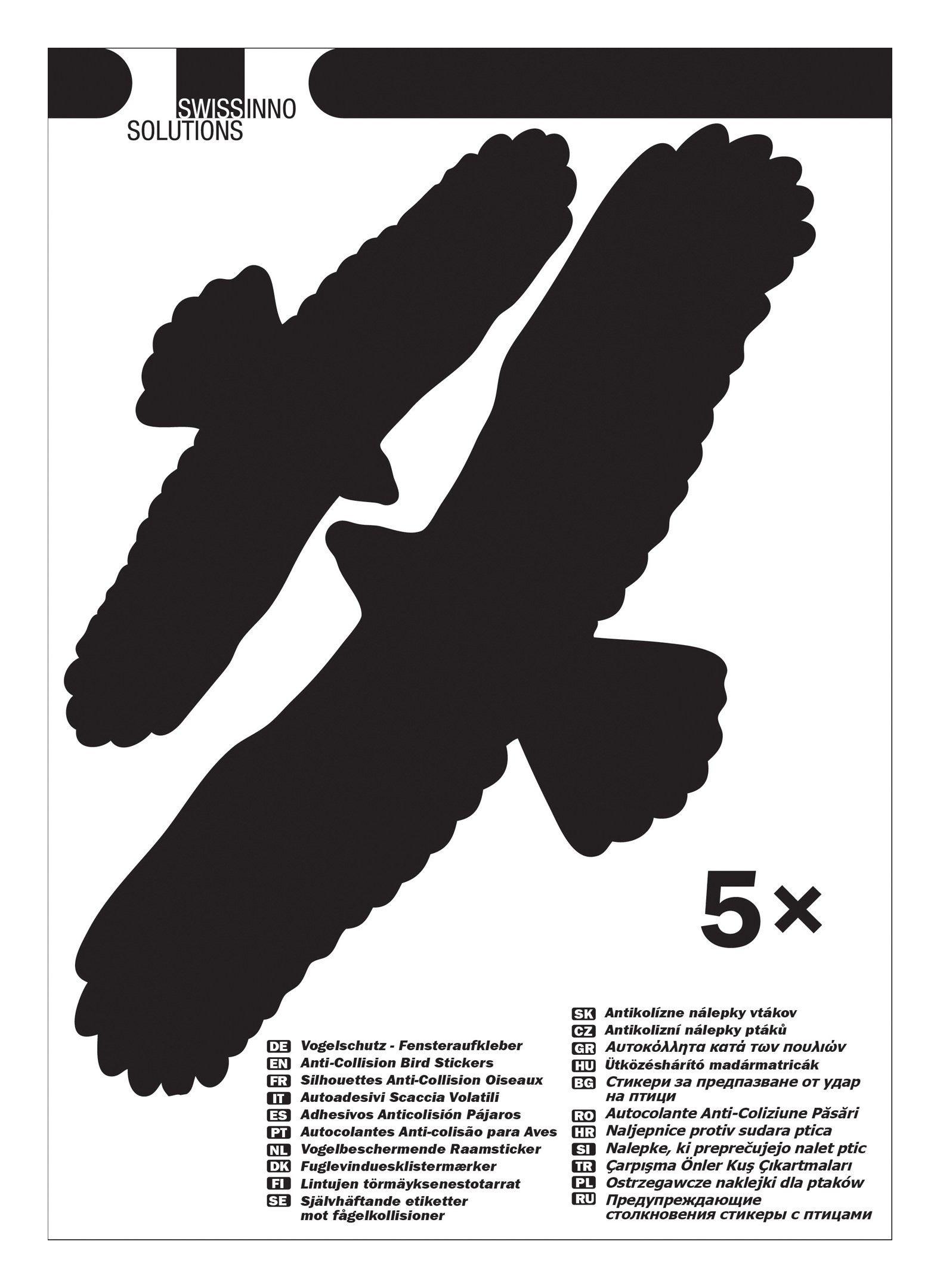 Swissinno Vogel-Schreck, 5 Stück, Vogelschutz-Fensteraufkleber Solution