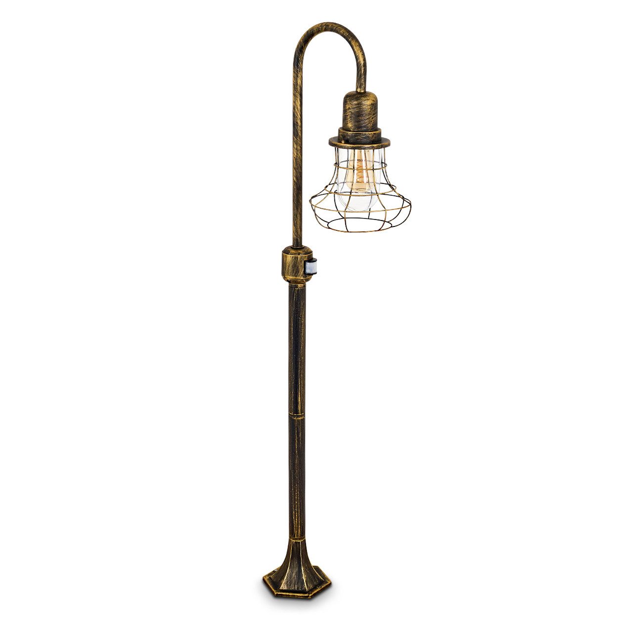 hofstein Pollerleuchte »Oliena« Außenleuchte mit Bewegungsmelder, ohne Leuchtmittel, Aluguss in Schwarz/Gold mit Klarglas-Scheiben, E27, IP44. € 59,99