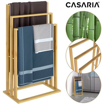 Casaria Handtuchständer, Handtuchhalter Bambus 3 Bambusstangen treppenförmig Handtuchständer