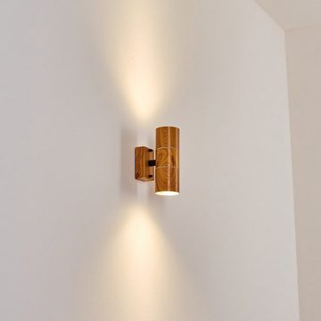 hofstein Außen-Wandleuchte »Roncadelle« moderne Außenlampe in Schwarz/Holzoptik/Braun/Klar, ohne Leuchtmittel