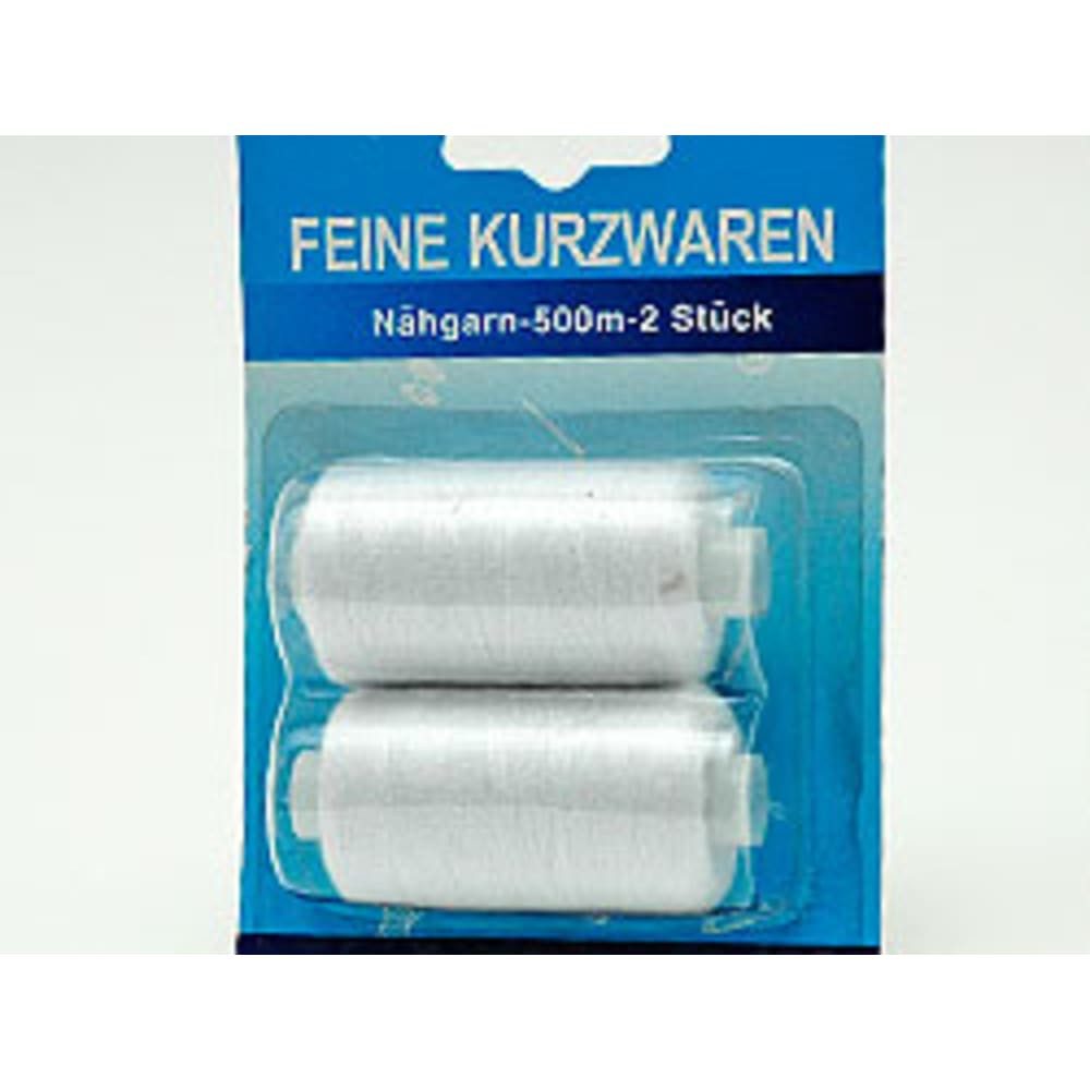 HundB Nähgarn Polyester Weiß 2x 500m Nähgarn, (Rollen, 2-St., Nähgarn), Nähfaden Garn Spule Weiß Polyestergarn Textilfaden Schneidergarn