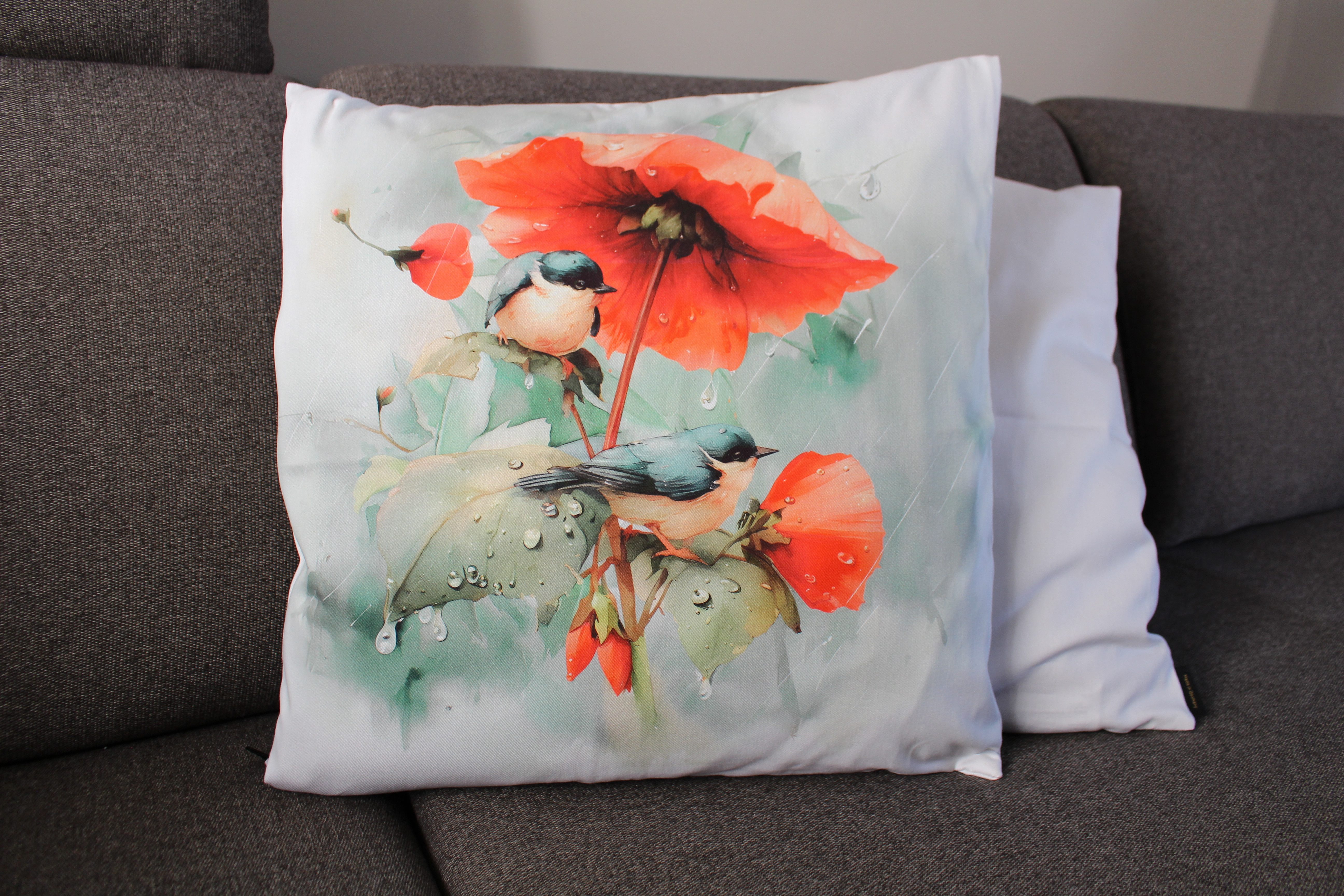 Yve! Decoration Kissenhülle Zierkissenhülle Frühlingsfest Vögel ca. 50 x 50 cm, (1 Stück), kleine Vögel auf der Vorderseite