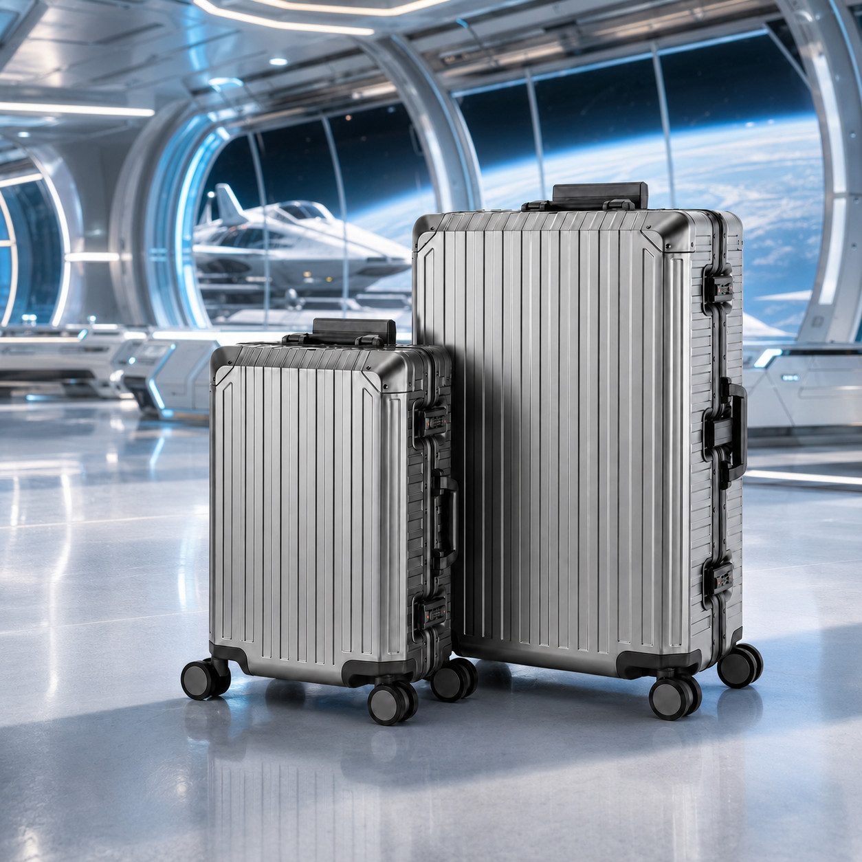 Travelhouse Kofferset 100% Aluminium TOKYO - verschiedene Farben, 4 Rollen, (2 tlg., S+XL), Zipperless - Kein Reißverschluss, TSA Zahlenschloss, Nassfach