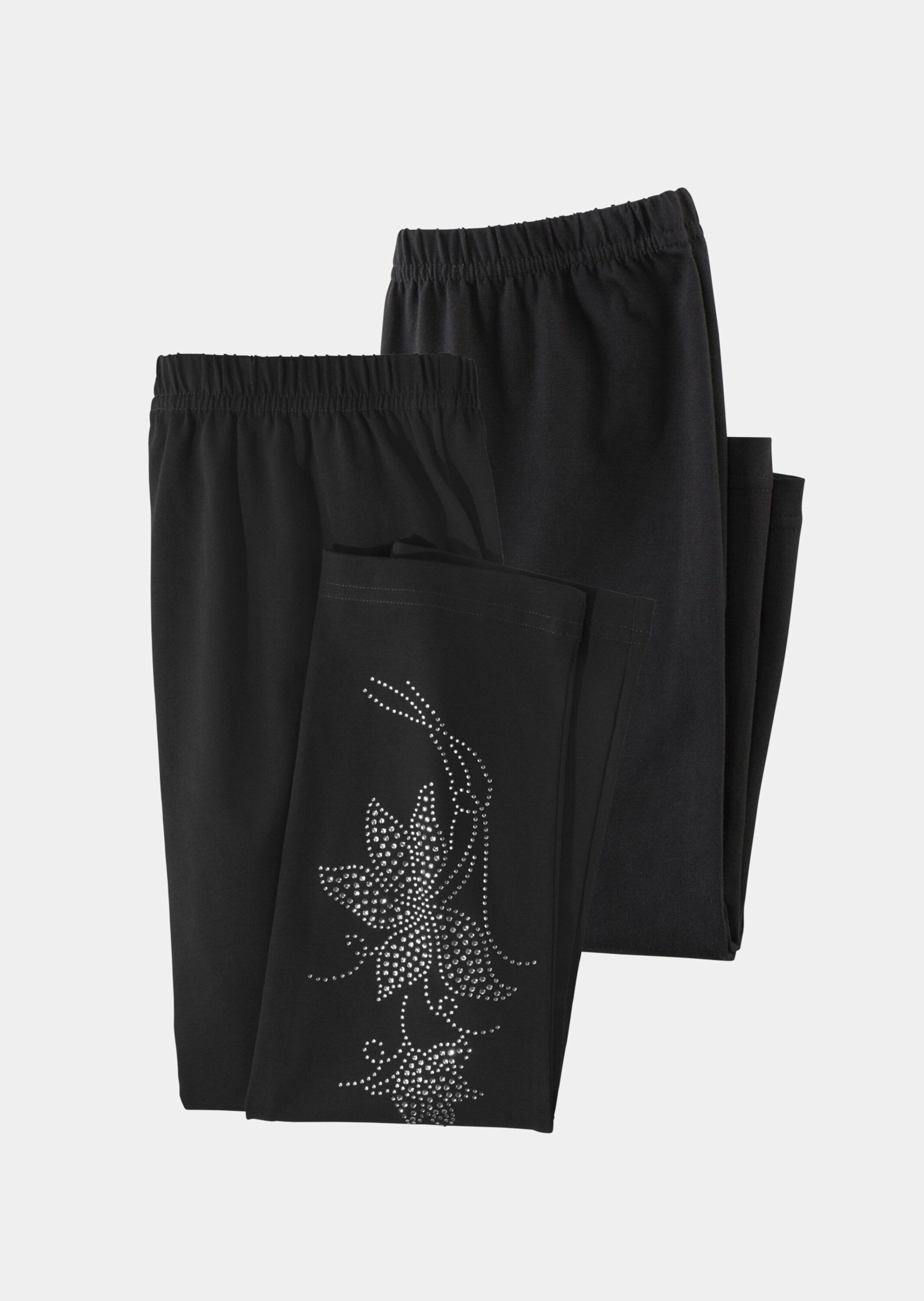GOLDNER Jogginghose Kurzgröße: Bequeme Baumwoll-Leggings, 2-Stück Glitzervariante mit bequemem Dehnbund, langes Bein, schmaler Verlauf