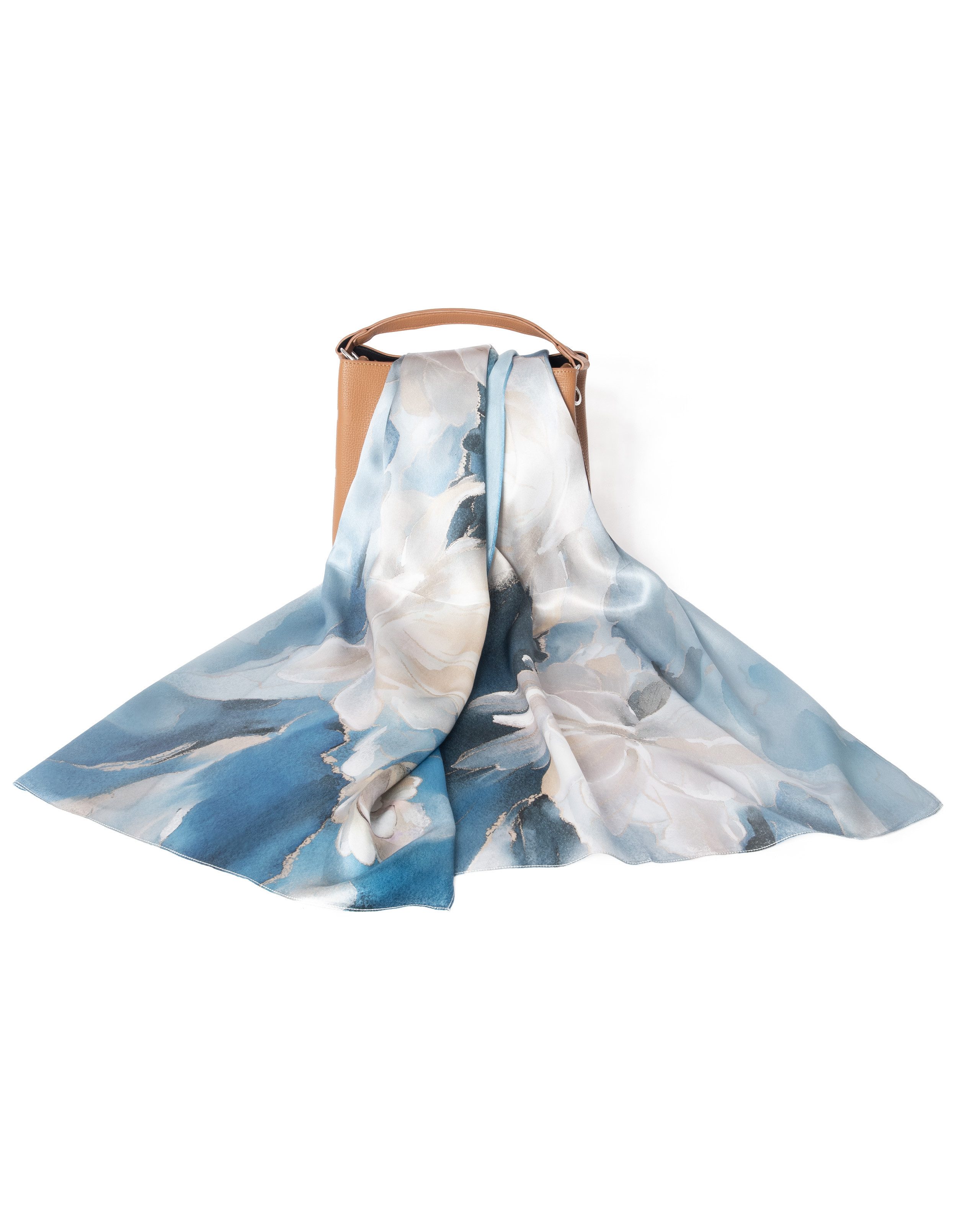 MayTree Seidenschal Magnolie Aquarell 55 x 175 cm, (Stück), Seidentuch 100% Seide