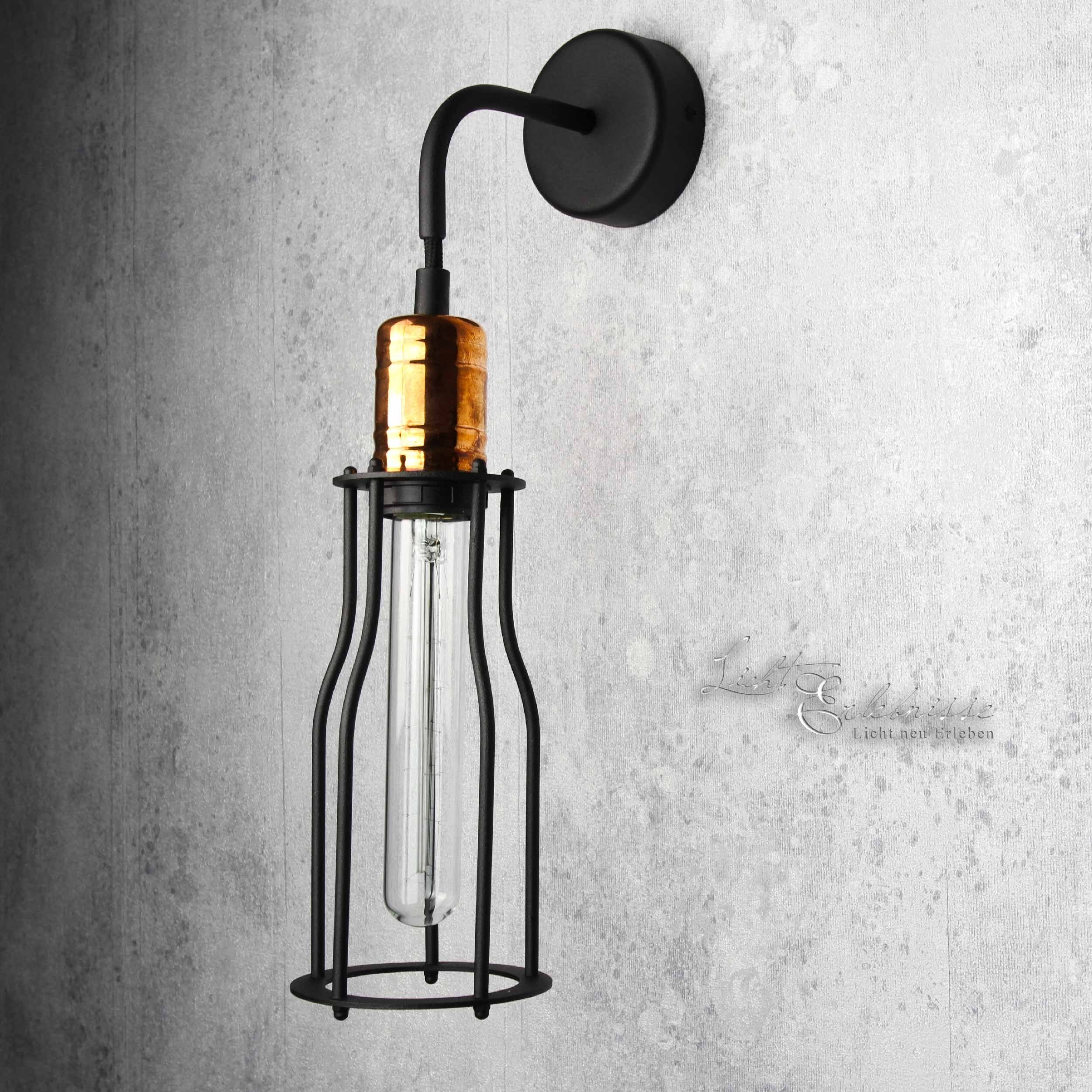 Leuchtmittel, Lampe Industrie Wandleuchte Wandlampe vintage Wohnzimmer Steam Schwarz Licht-Erlebnisse ohne WORKSHOP, Kupfer Punk