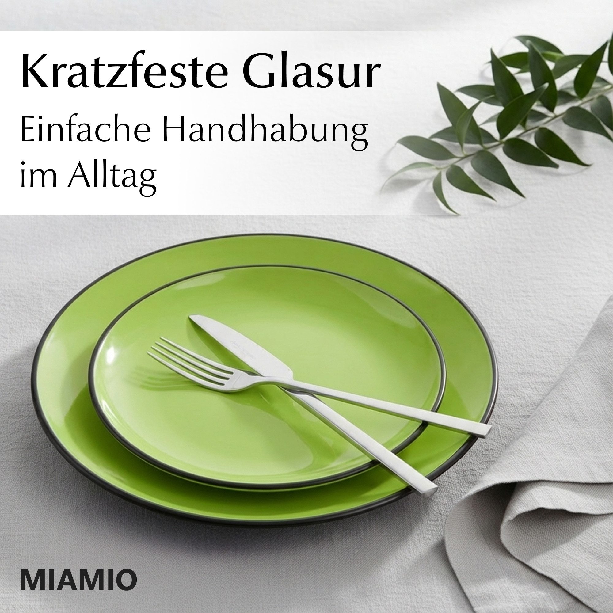MiaMio Teller Le Papillon große Teller, grün, (6 St), Ø 26 cm, 6-teilig