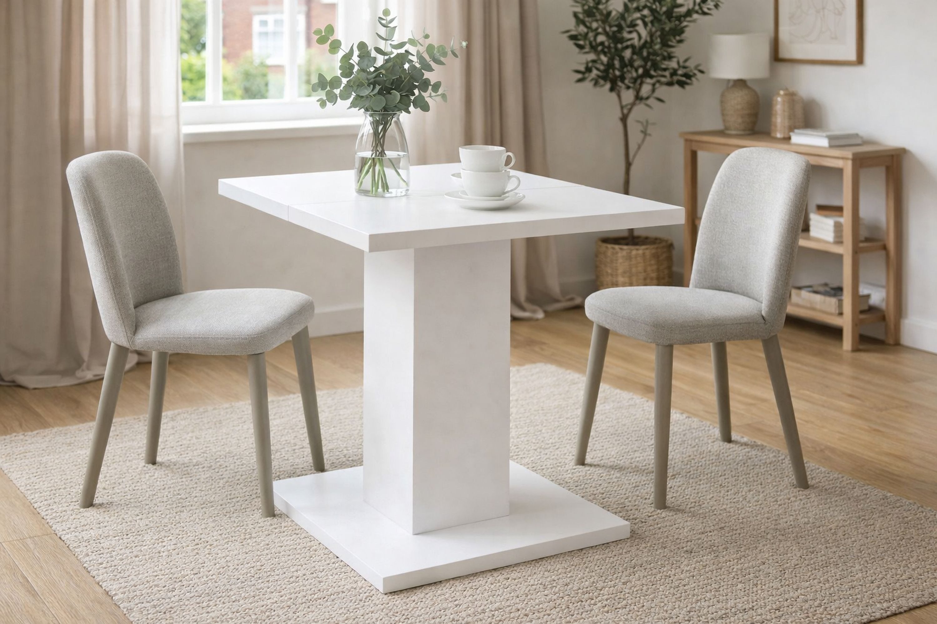 FURNARO Esstisch, eckig ausziehbar in weiß matt lack NB B/H/T: 80-120x76x80 cm