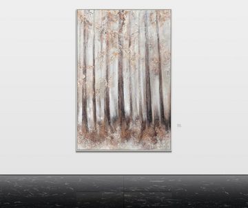 YS-Art Gemälde Morgenfrische, Landschaft Leinwand Bild Handgemalt mit Rahmen vom Wald Baum