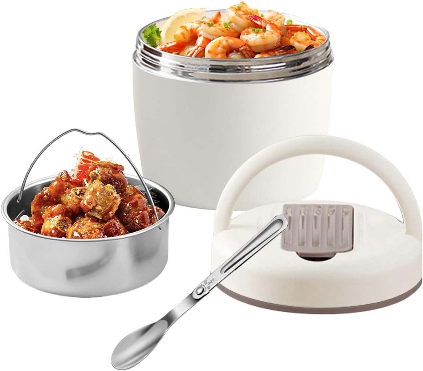 FELIXLEO Thermobehälter Thermobehälter Essen 1,2L Edelstahl mit Löffel, Auslaufsicher, (1-tlg)