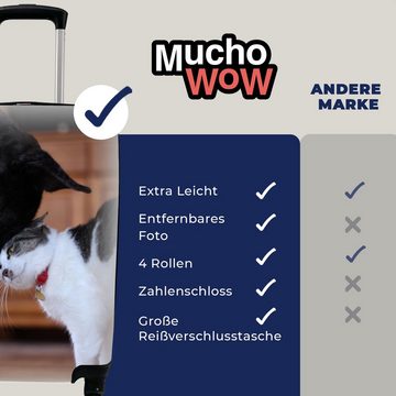 MuchoWow Handgepäckkoffer Katze - Hund - Zusammen, 4 Rollen, Reisetasche mit rollen, Handgepäck für Ferien, Trolley, Reisekoffer