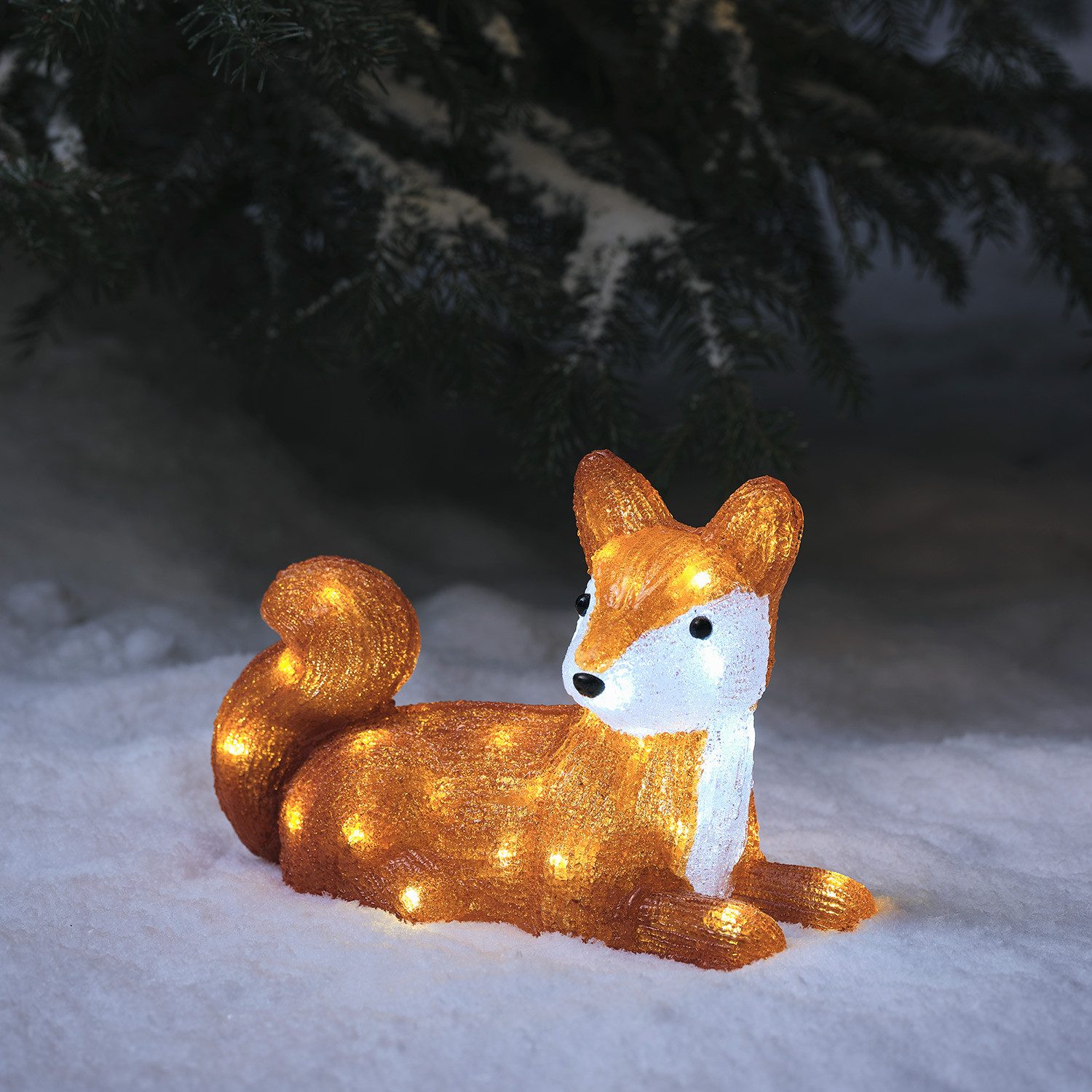 Lights4fun LED Dekofigur LED Acryl Weihnachtsfigur außen Felix der Fuchs, LED fest integriert