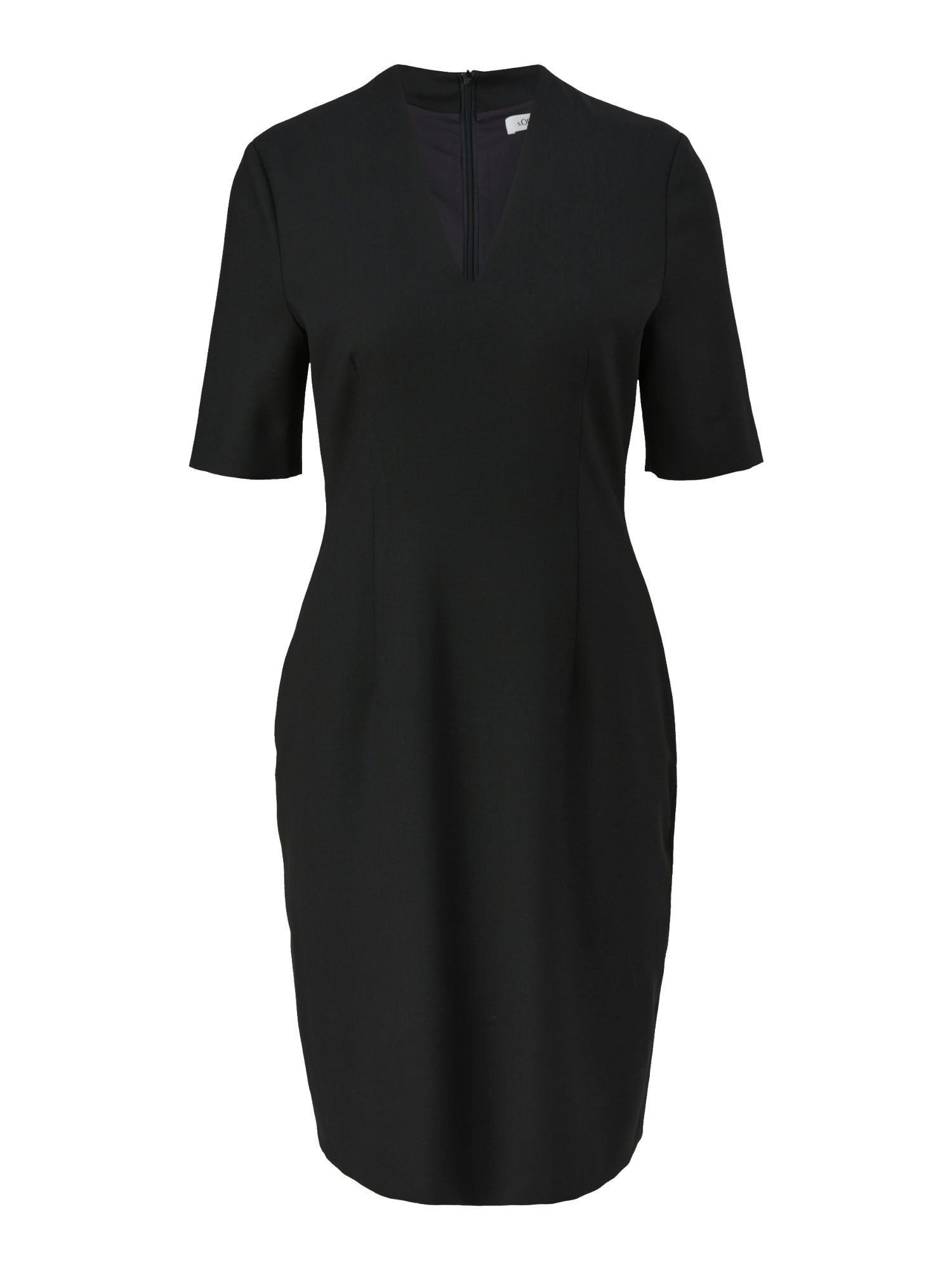 s.Oliver BLACK LABEL Partykleid schwarz,Casual,Viskose,Unifarben,V-Ausschnitt,3/4 Arm,Regular Fit