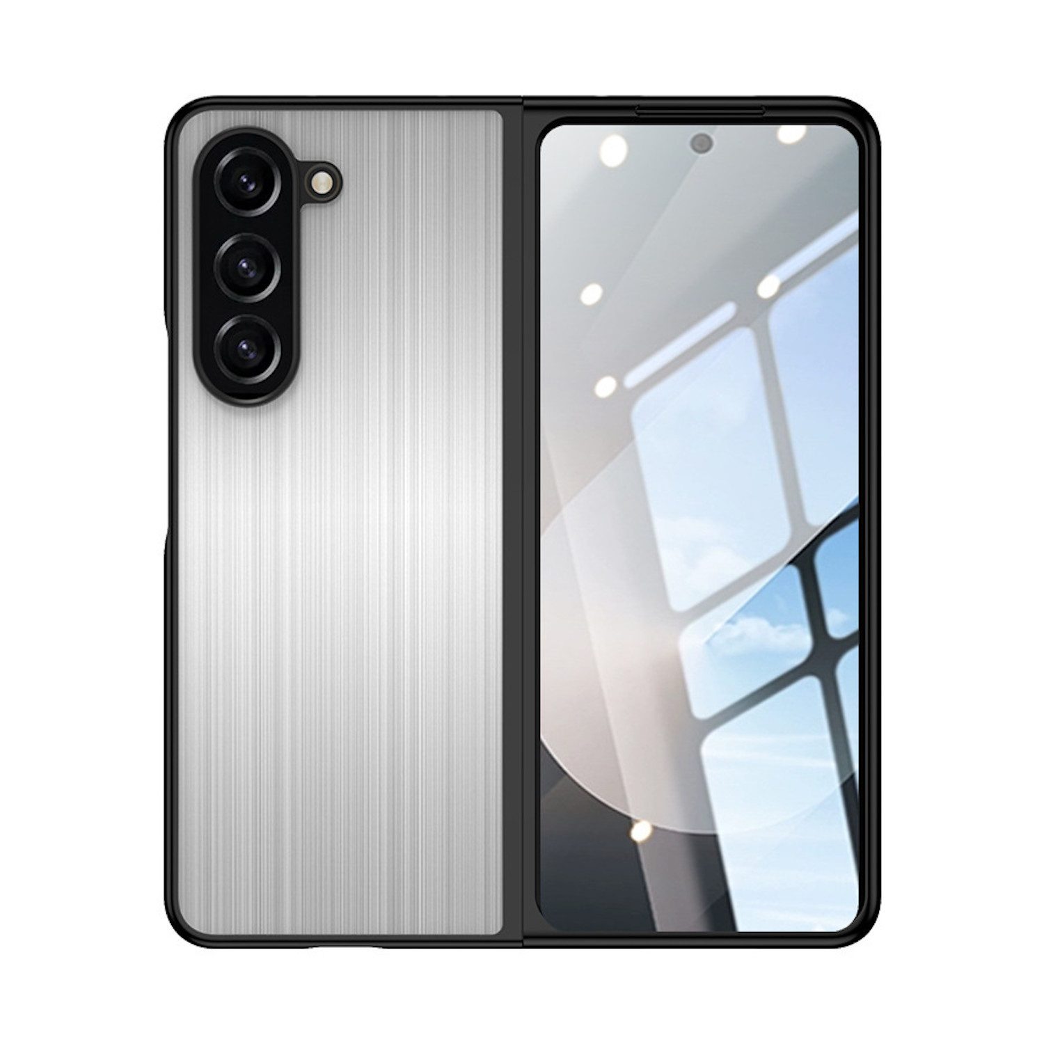 Wigento Handyhülle Für Samsung Galaxy Z Fold6 5G Edelstahl Schutzhülle Shockproof Silber, Edelstahl Schutzhülle