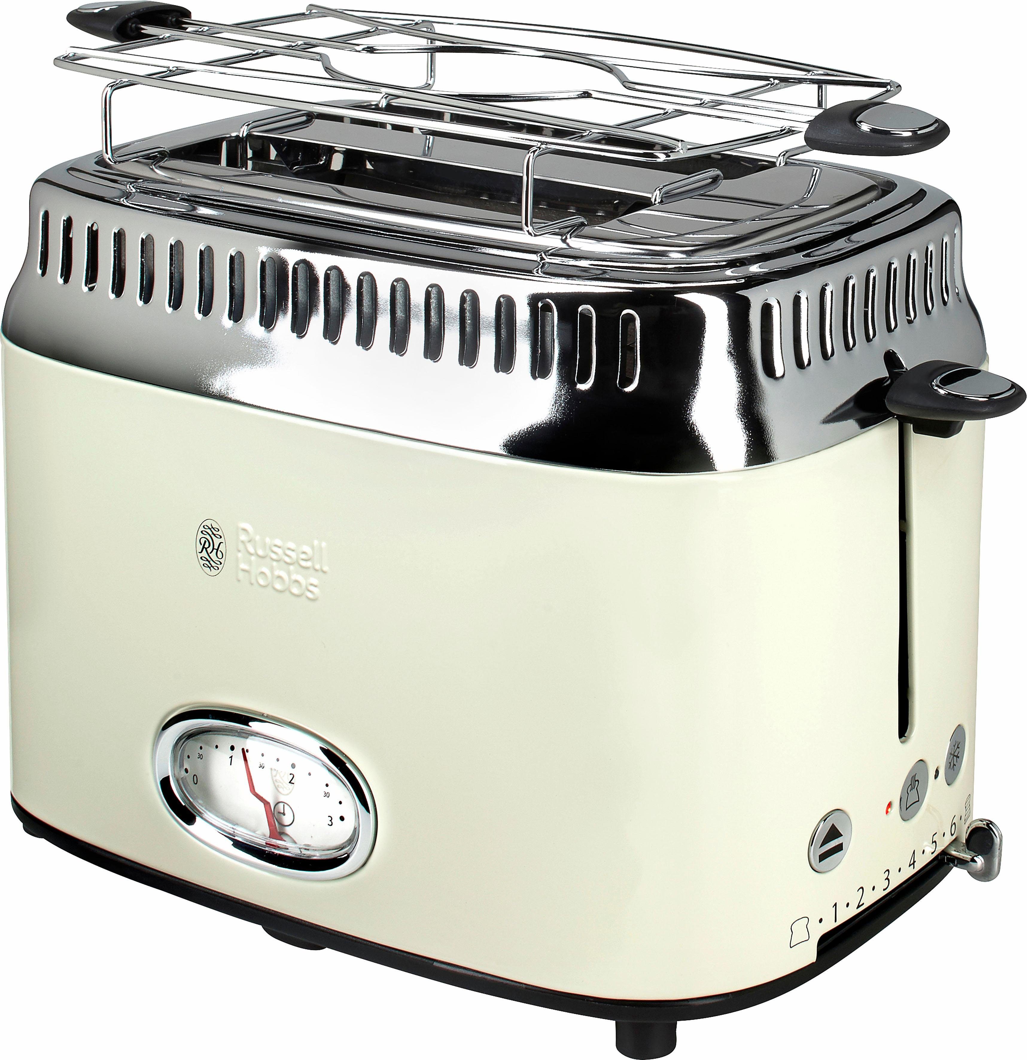 RUSSELL HOBBS Toaster Beige W, Schlitze, Cream kurze 21682-56, 1300 2 Retro Vintage