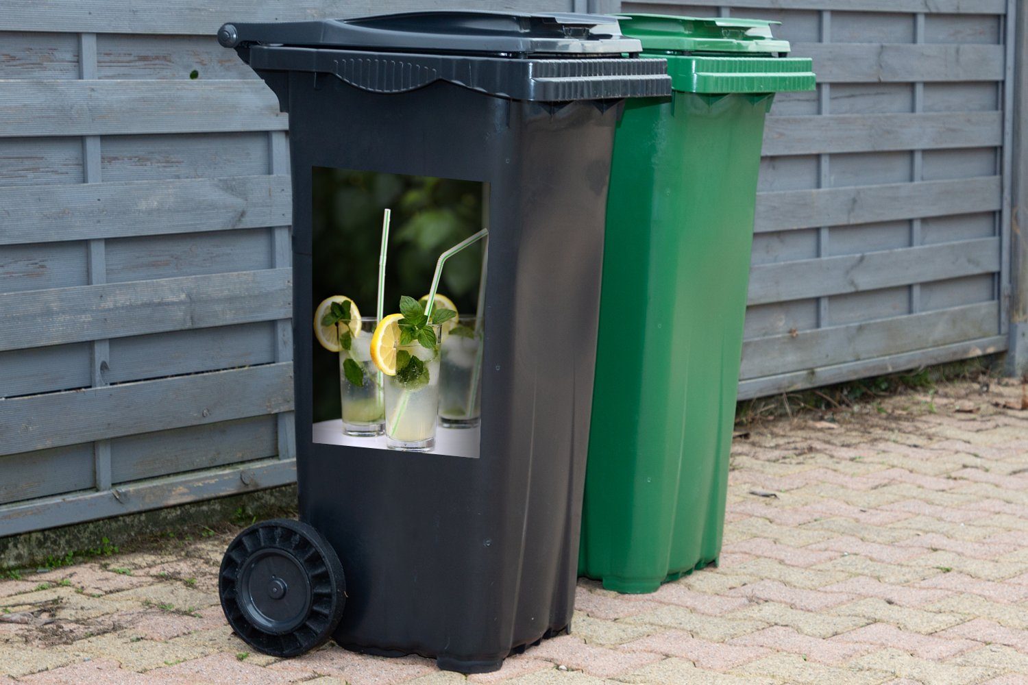 MuchoWow Wandsticker Container, St), (1 in Sticker, Mojito-Cocktails Mülleimer-aufkleber, Umgebung Leckere Abfalbehälter Mülltonne, grüner