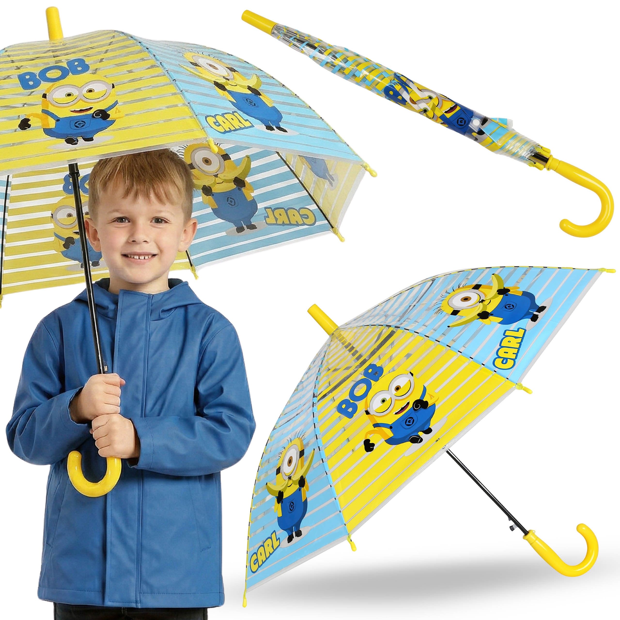 Sarcia.eu Taschenregenschirm MINIONS Kinder Klappschirm, transparent, Automatikschirm