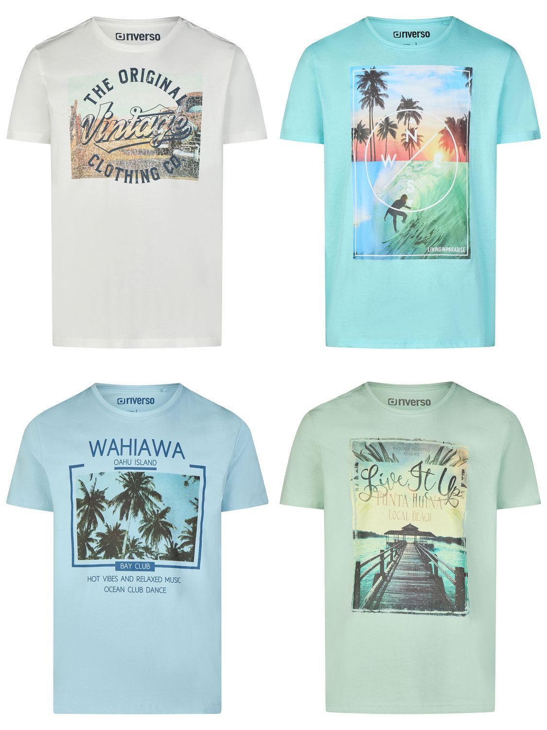 riverso T-Shirt Herren Fotoprintshirt RIVLukas Regular Fit (4-tlg) Kurzarm günstig online kaufen