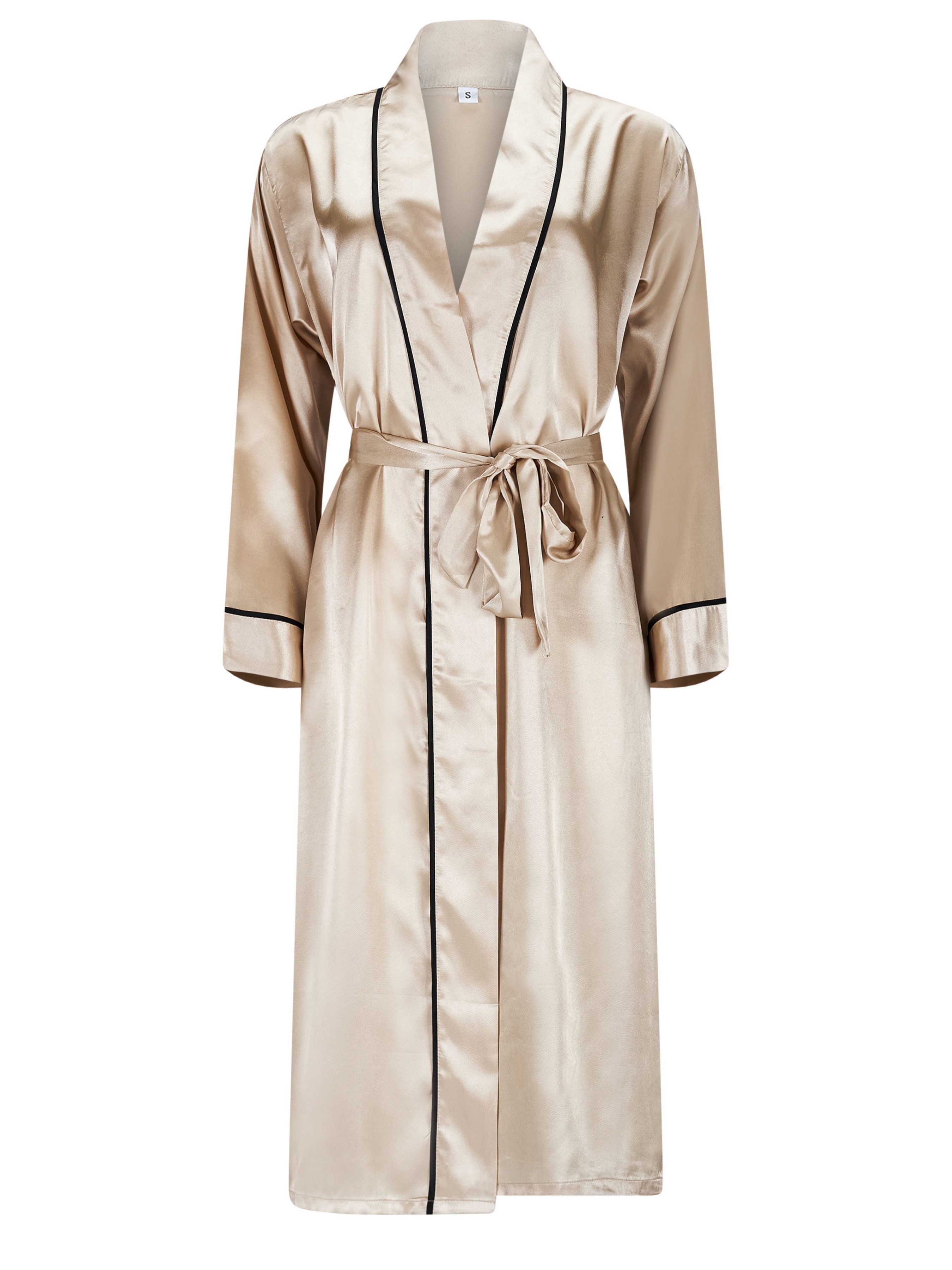Elegant Love Morgenmantel Eleganter Satin Langarm-Pyjama mit V-Ausschnitt u günstig online kaufen