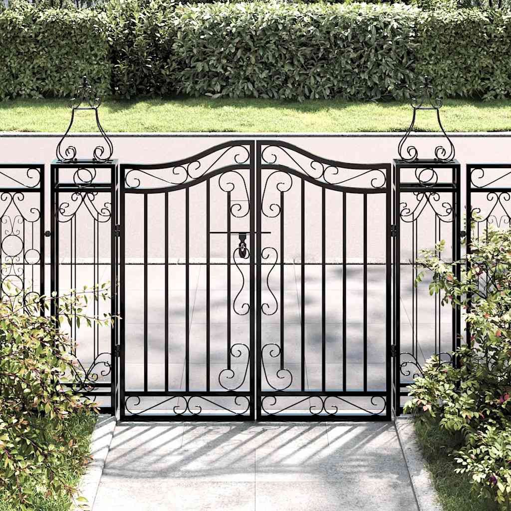 furnicato Gartentor Dekoratives aus Schmiedeeisen 121x8x100 cm Schwarz, Korrosionsbeständige Pforte mit Bolzenverriegelung für die Terrasse