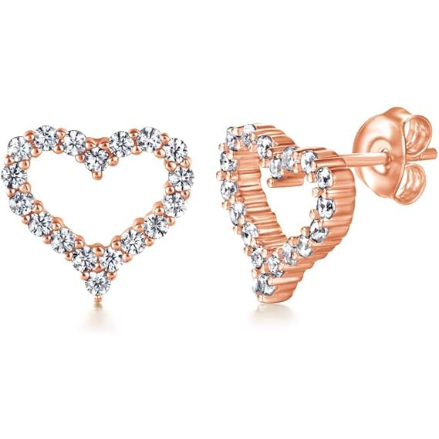 Lisandra Scott Ohrstecker-Set Damen Ohrstecker 925 Silber Herz mit Zirkonia Steinen für Frauen, Romantik zum Tragen – Hochwertige Herz-Ohrringe für den Alltag