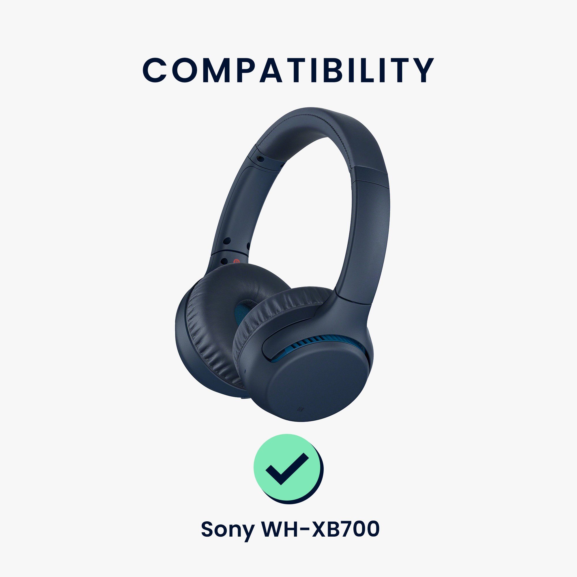 für Sony 2x Over Ohr Kunstleder Ear (Ohrpolster kwmobile Polster Polster Dunkelblau - Ohrpolster Headphones) WH-XB700 Kopfhörer für