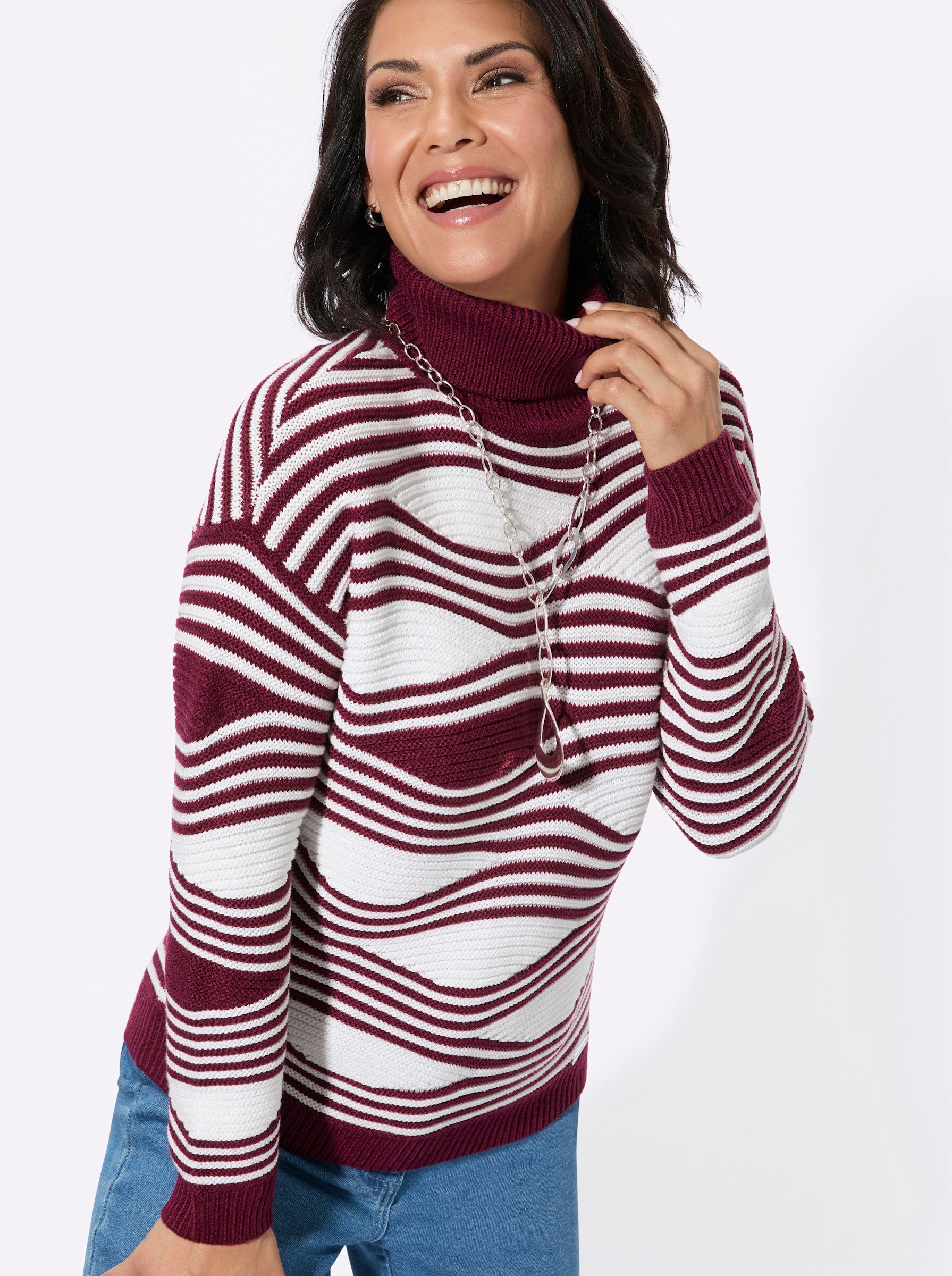 Witt Strickpullover Rollkragenpullover Langarm Intarsien