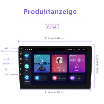 Hikity 2 DIN 2G+64G Android 9 Zoll Carplay Autoradio GPS Navi WiFi Bluetooth Autoradio (Android 13, Car Stereo Radio, Carplay / Auto, WIFI BT FM)