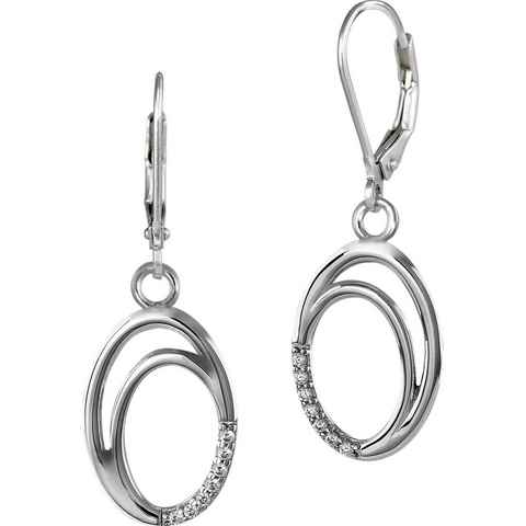 SilberDream Paar Ohrhänger SilberDream Ohrringe Zirkonia weiß 925 (Ohrhänger), Damen Ohrhänger Ovale aus 925 Sterling Silber, Farbe: silber, weiß