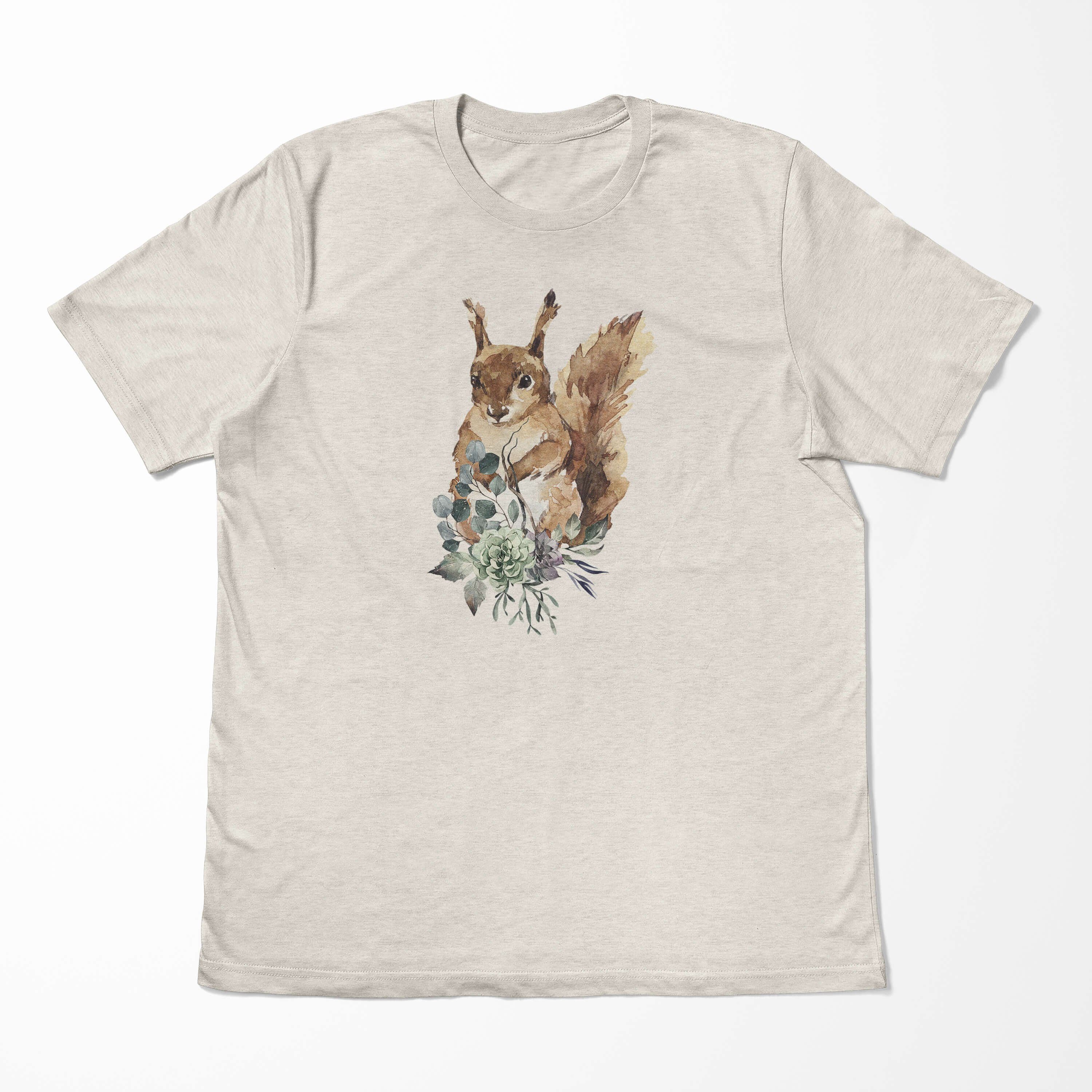 aus Art Ökomode Shirt T-Shirt Motiv Herren Eichhörnchen Aquarell T-Shirt Nachhaltig Bio-Baumwolle Sinus gekämmte (1-tlg) 100%