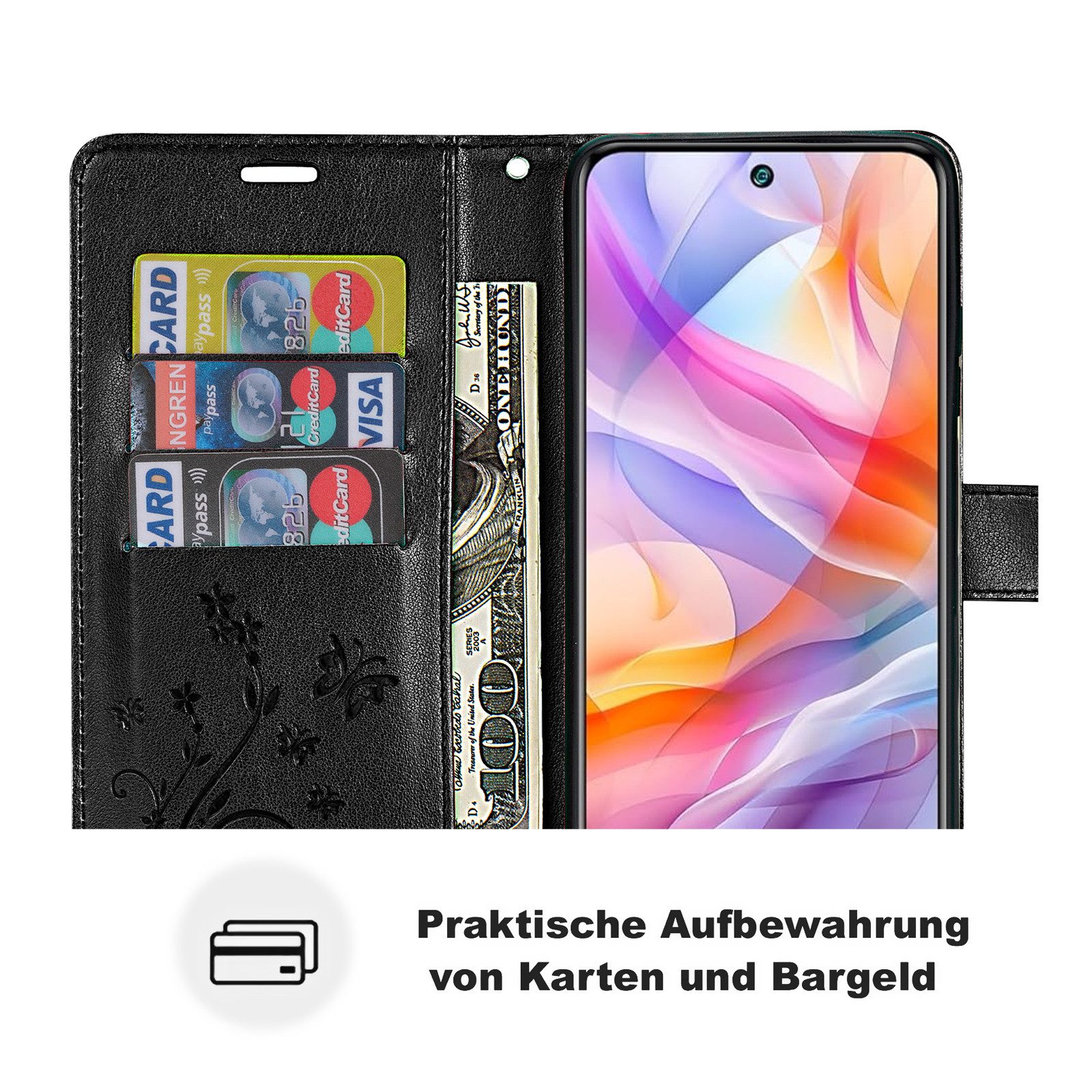 betterfon Handyhülle Handytasche für ZTE Blade V70 Vita Klapphülle mit Kartenfächern, Bookstyle-Hülle: Magnetverschluss 3 Kartenfächer & Standfunktion – Bild 4 von 5