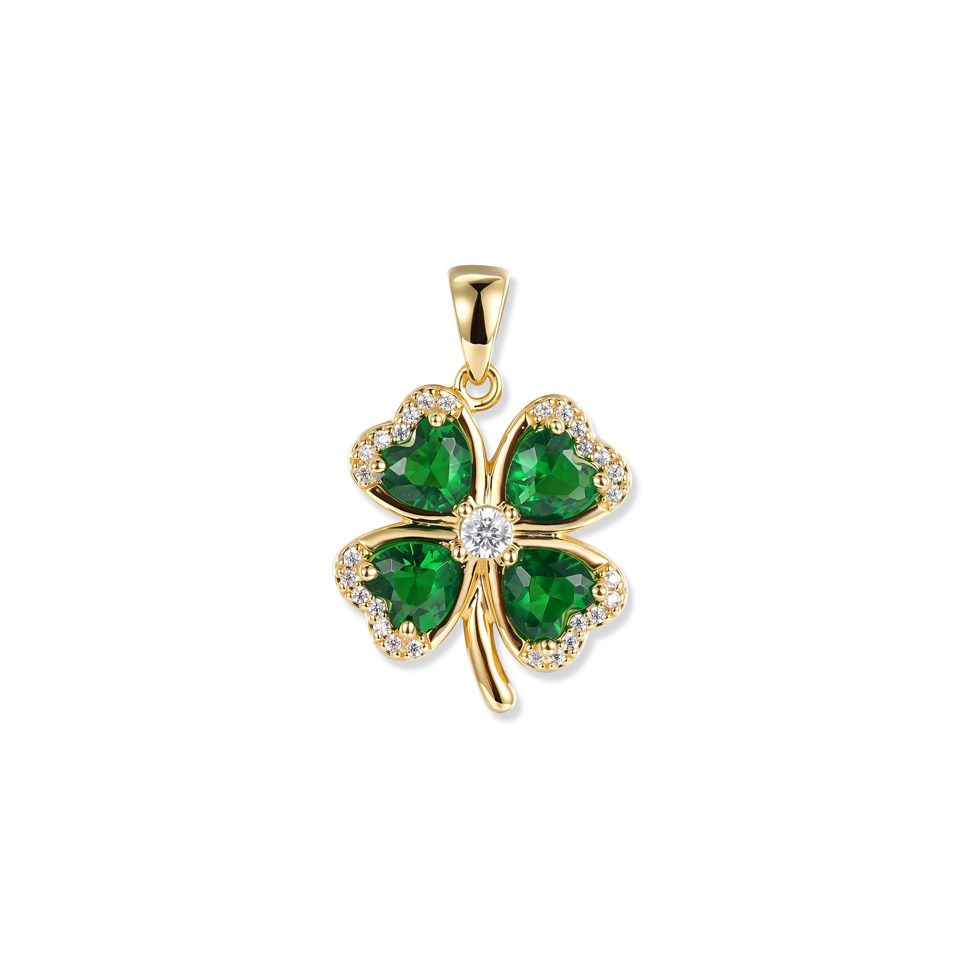 Seinerzeit FLORA & FAUNA Kettenanhänger Calina Kleeblatt Anhänger, Schmuck aus 925 Sterling Silber (Von vierblättrigem Klee, Herzen und leuchtender Glückssymbolik inspiriert – Damenschmuck – ein goldener Glücksbringer im Alltag und zu besonderen Anlässen,